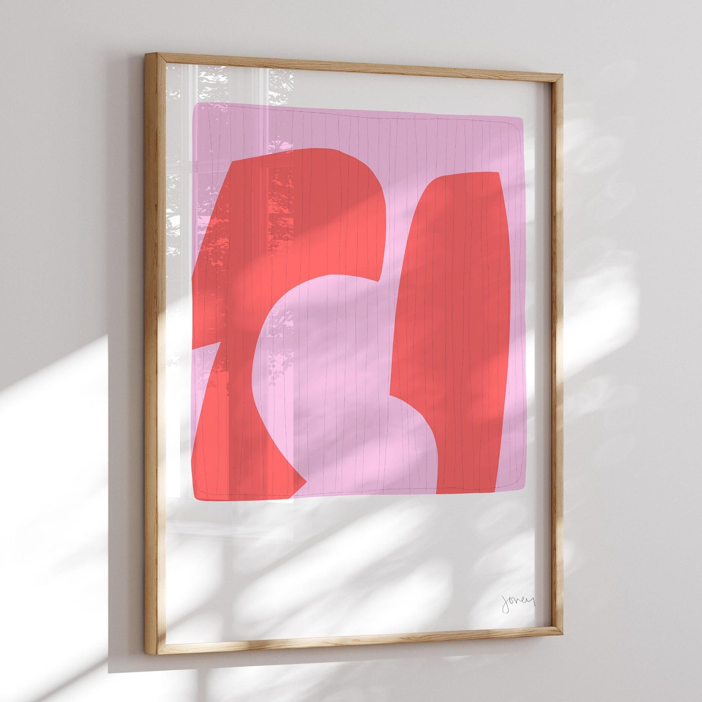 Abstract with Pink and Red Art Print - Unframed or Framed - 190309
