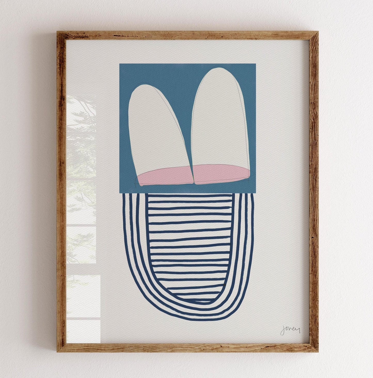 Blue and Pink Abstract Art Print - Unframed or Framed - 180308