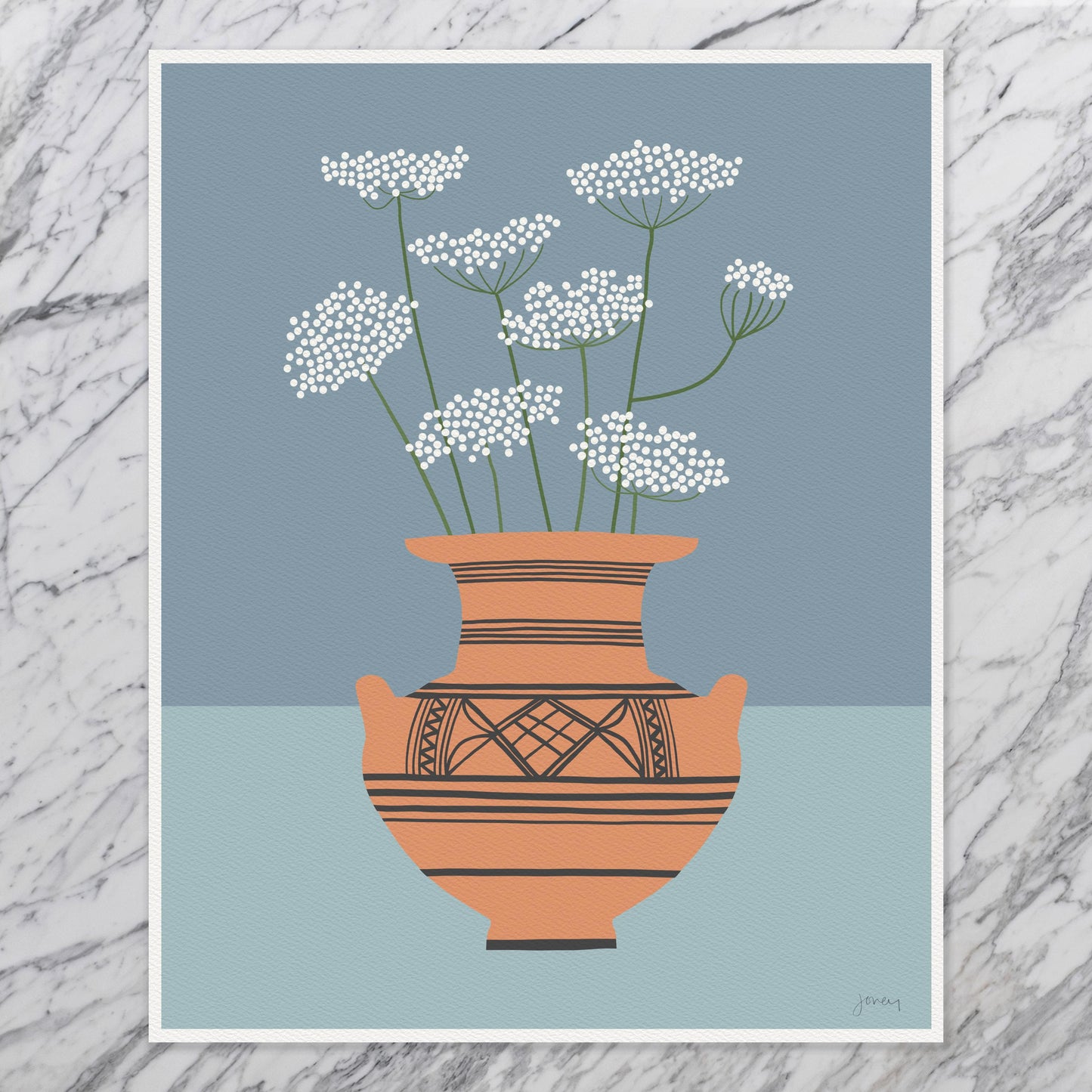 Queen Anne's Lace in a Greek Vase Art Print - Signed - 260803