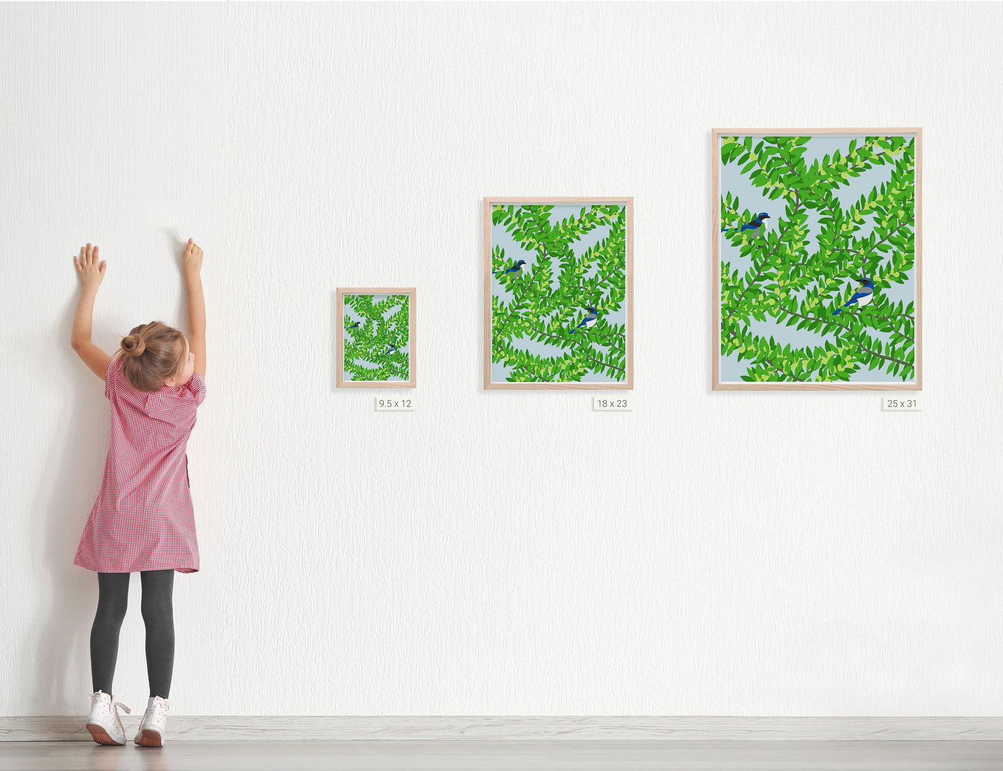 Plum Tree with Blue Jays in a Art Print - Unframed or Framed - 120626