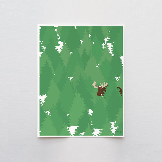 Moose in a Forest Art Print - Unframed or Framed - 221209