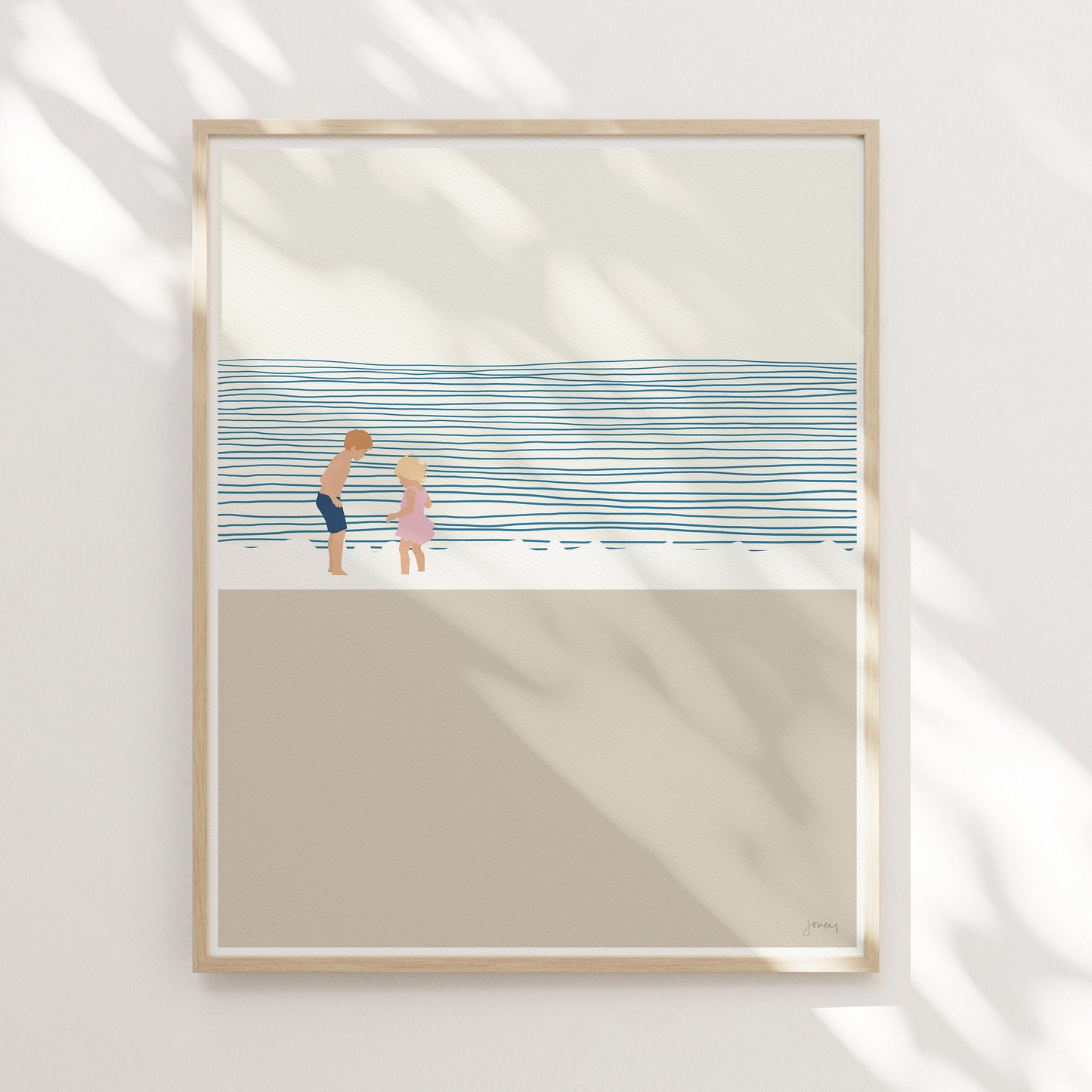 Brother and Sister on the Beach Art Print - Unframed or Framed - 140619