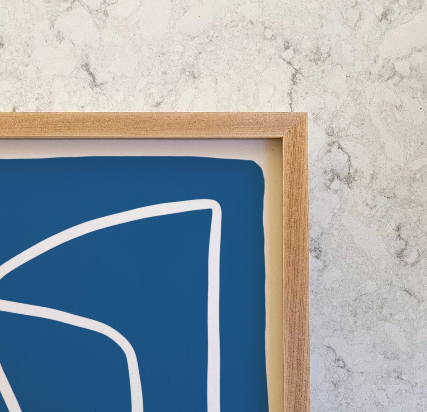 Abstract White Lines on Blue Art Print - Unframed or Framed - 180930