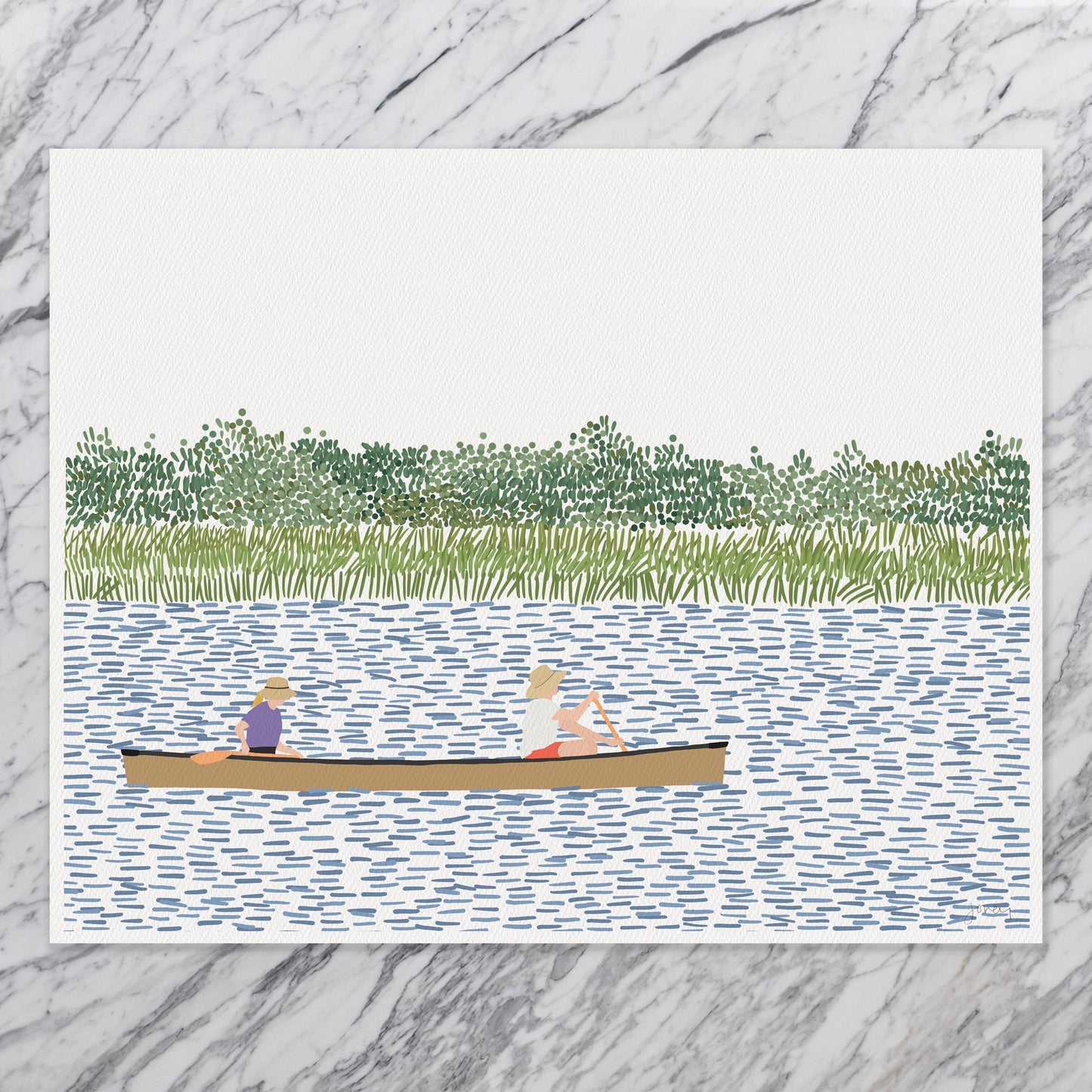 Canoeing Couple Art Print - Signed - 260615