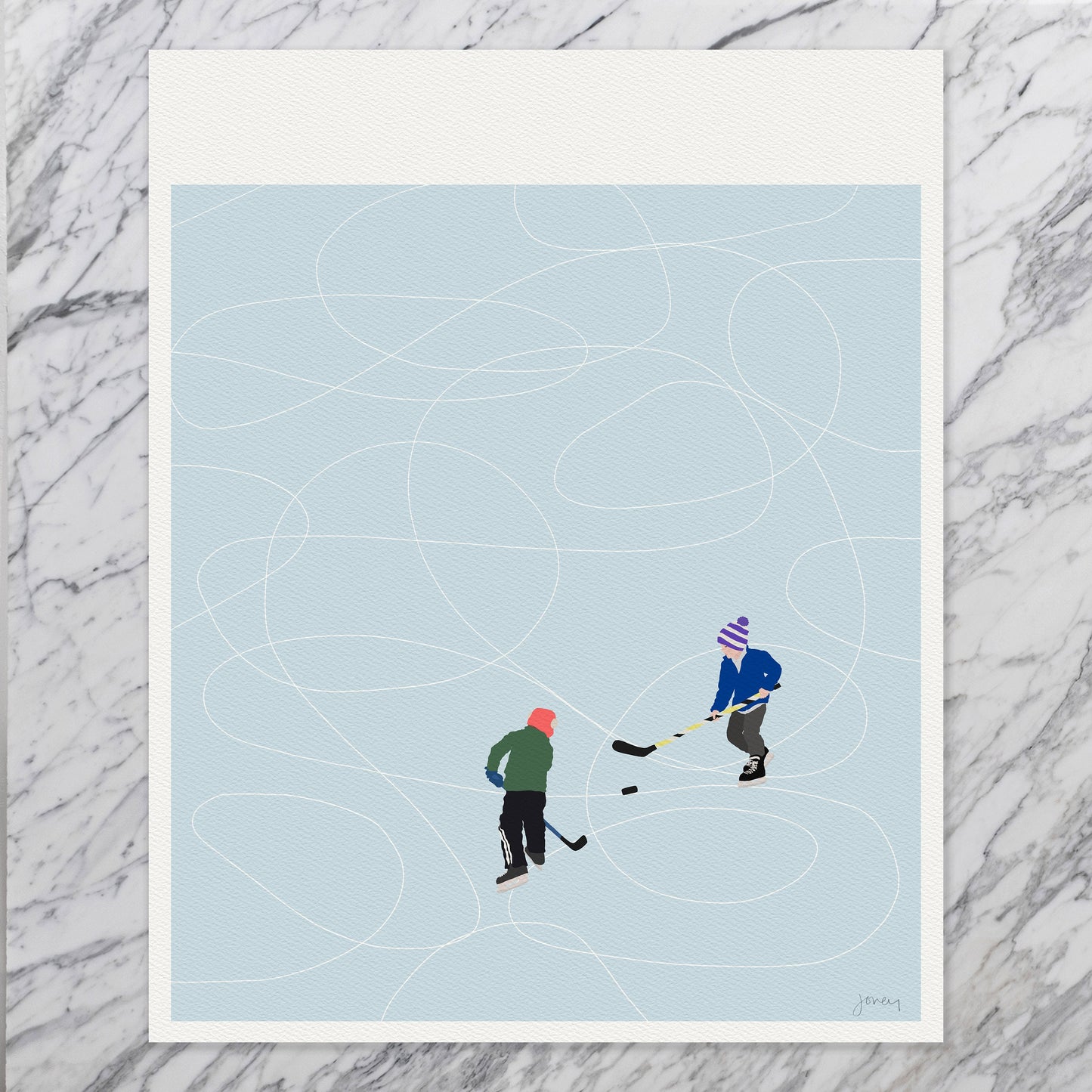 Pond Hockey Art Print - Unframed or Framed - 230224