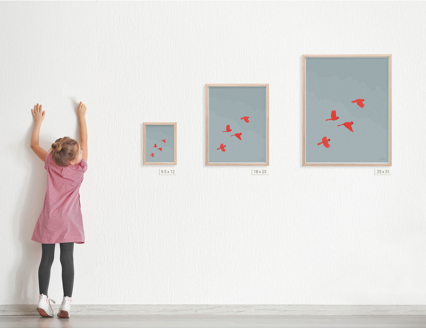 Four Flying Cardinals Art Print - Unframed or Framed - 231202