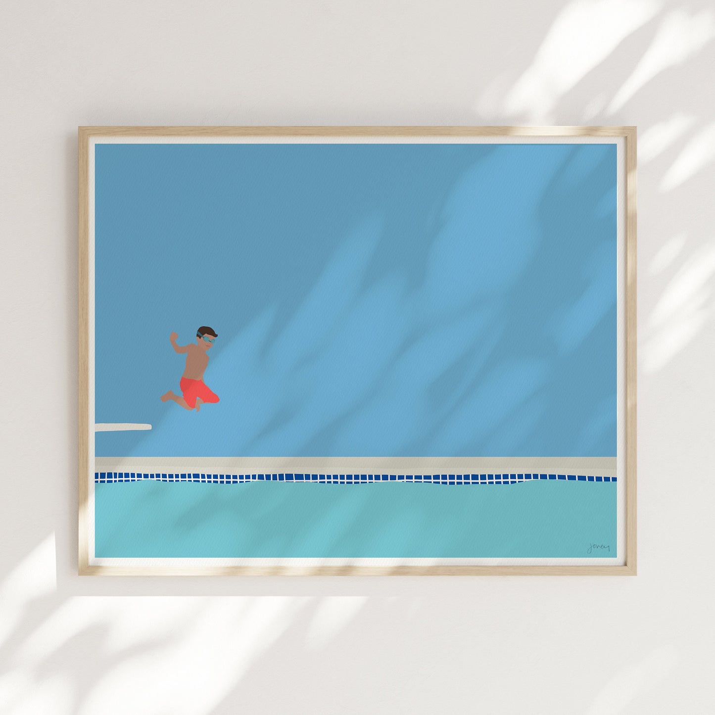 Boy Jumping into Pool Art Print - Unframed or Framed - 150713