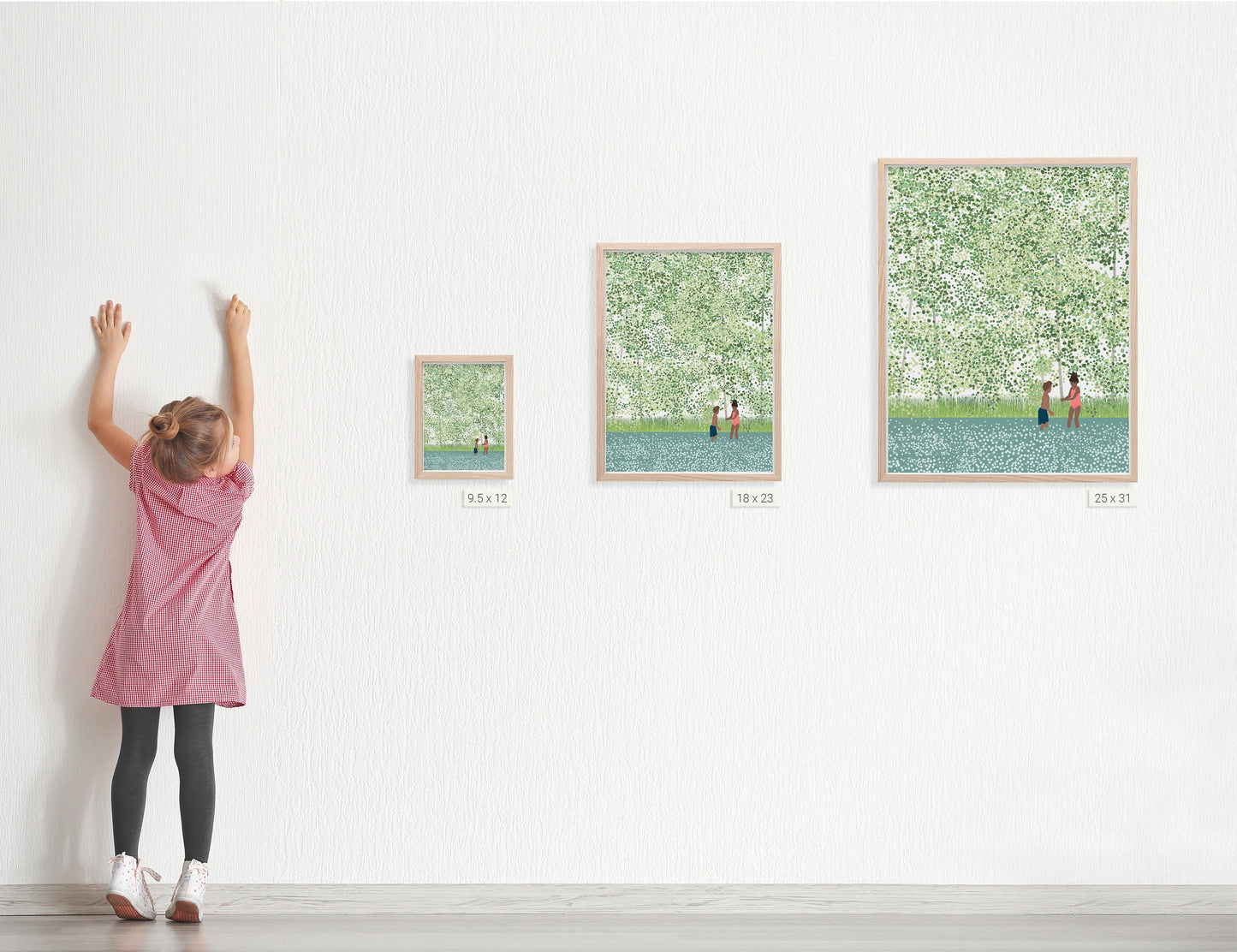 Children Playing in the River Art Print - Unframed or Framed - 210626