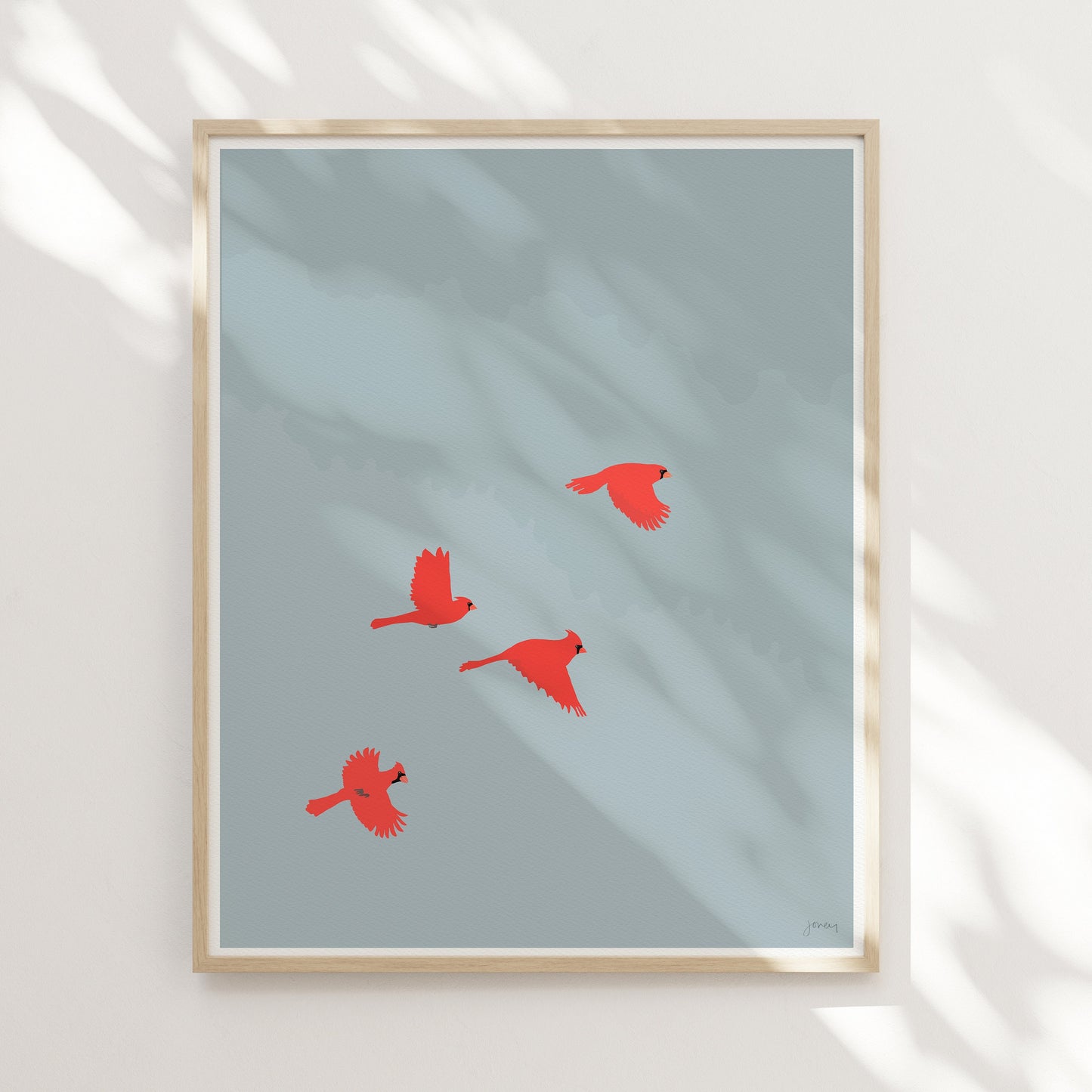 Four Flying Cardinals Art Print - Unframed or Framed - 231202