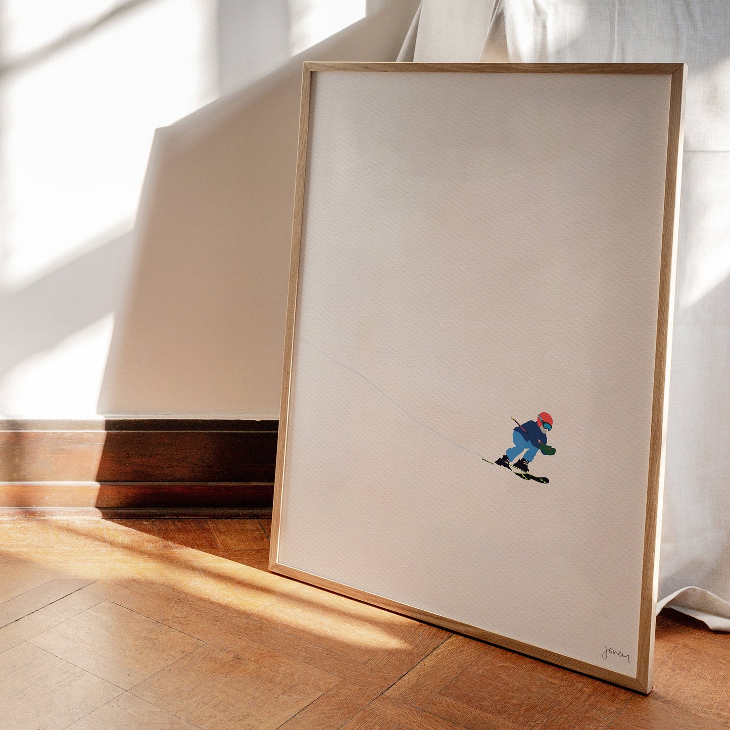 Downhill Skiing Art Print - Unframed or Framed - 240107