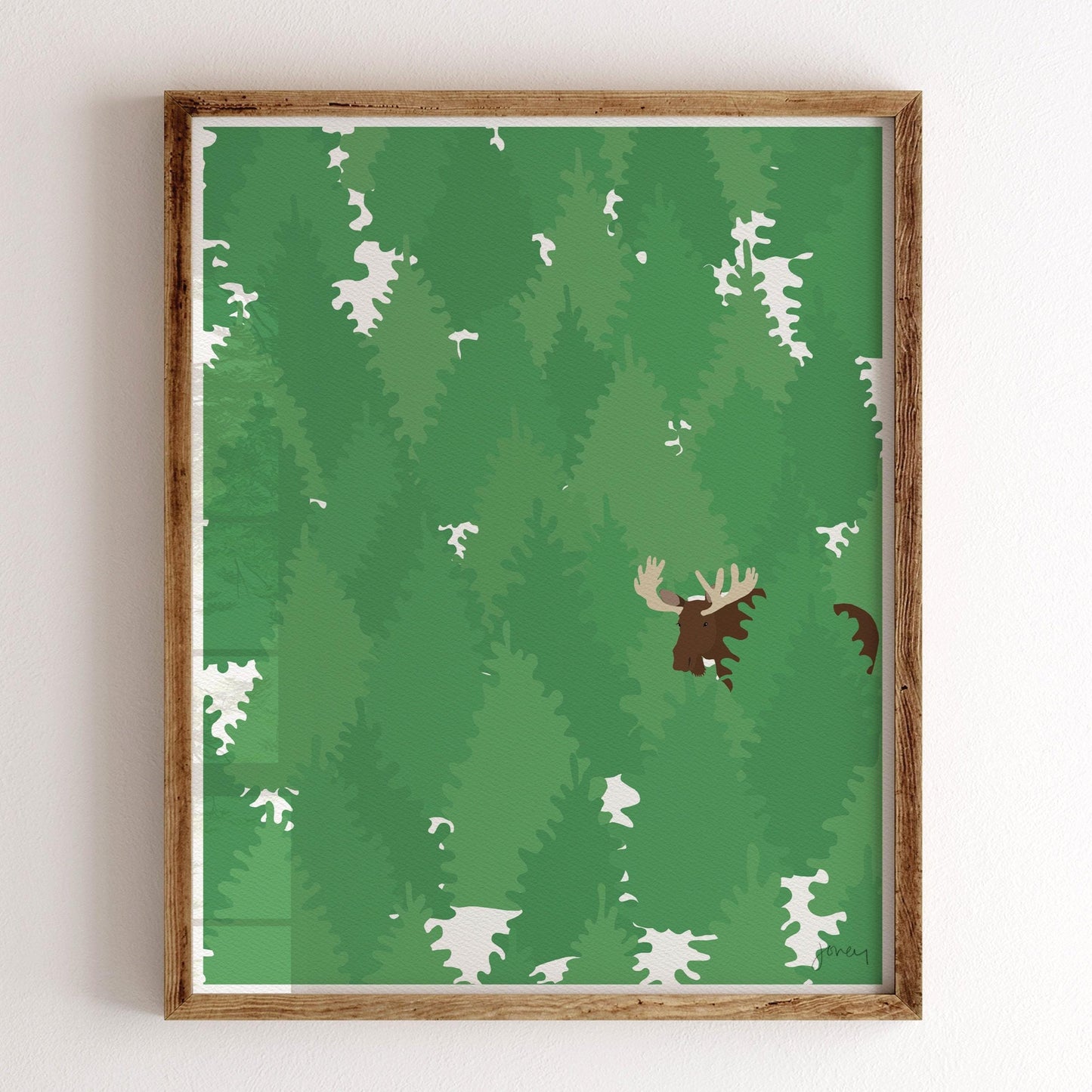 Moose in a Forest Art Print - Unframed or Framed - 221209