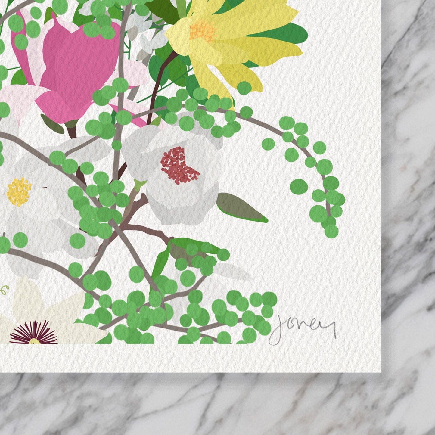 Mille Fleurs with Daffodils Art Print - Unframed or Framed - 210517