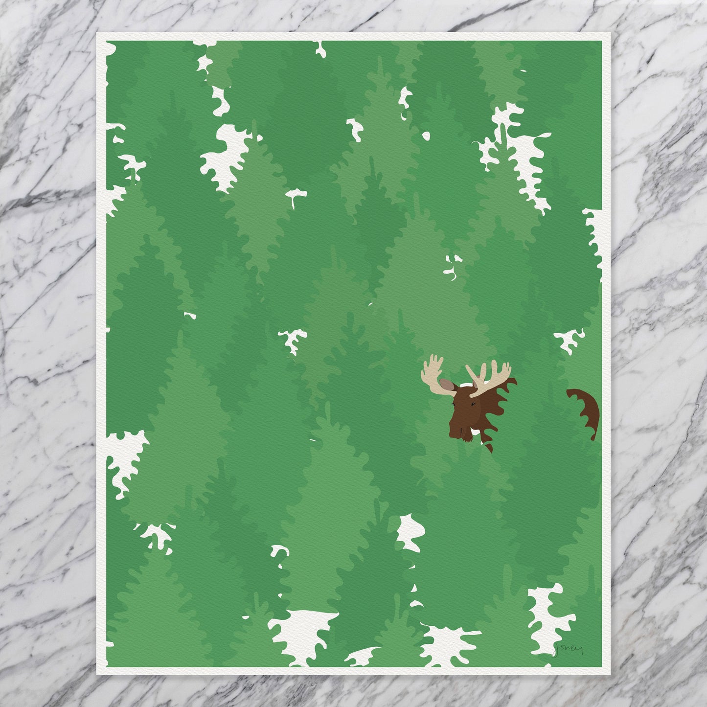 Moose in a Forest Art Print - Unframed or Framed - 221209