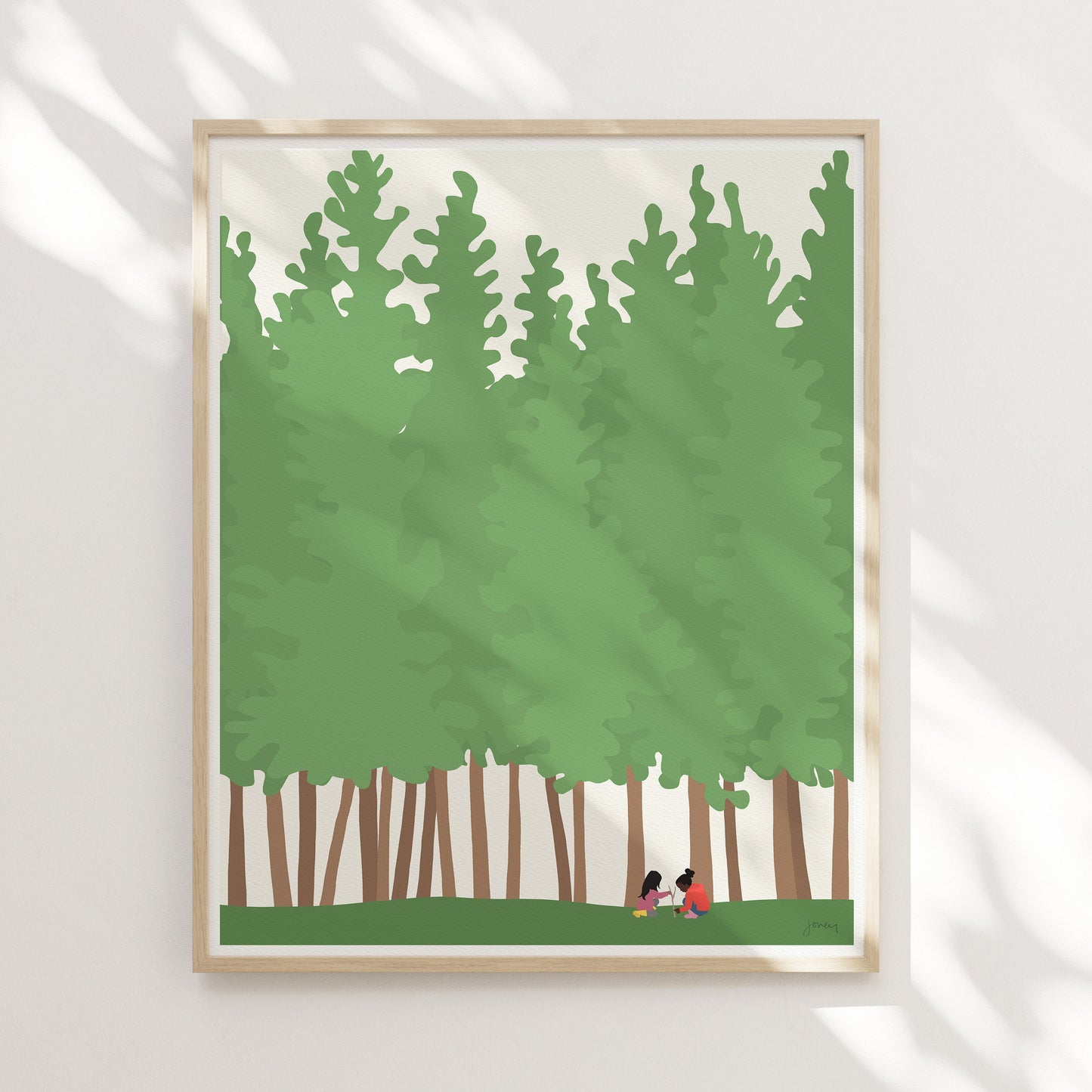 Kids Playing in the Woods Art Print - Unframed or Framed - 200819
