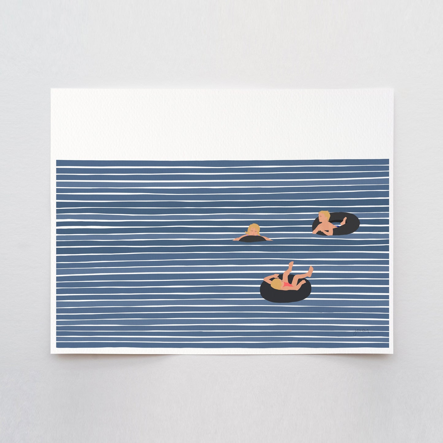 Family in Inner Tubes Art Print - Unframed or Framed - 220917