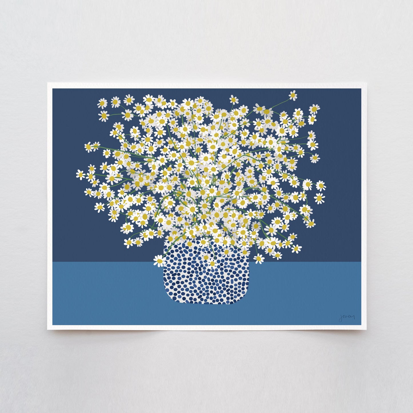 Chamomile Landscape Still Life Art Print - Framed or Unframed - 250305