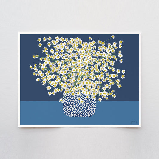 Chamomile Landscape Still Life Art Print - Framed or Unframed - 250305
