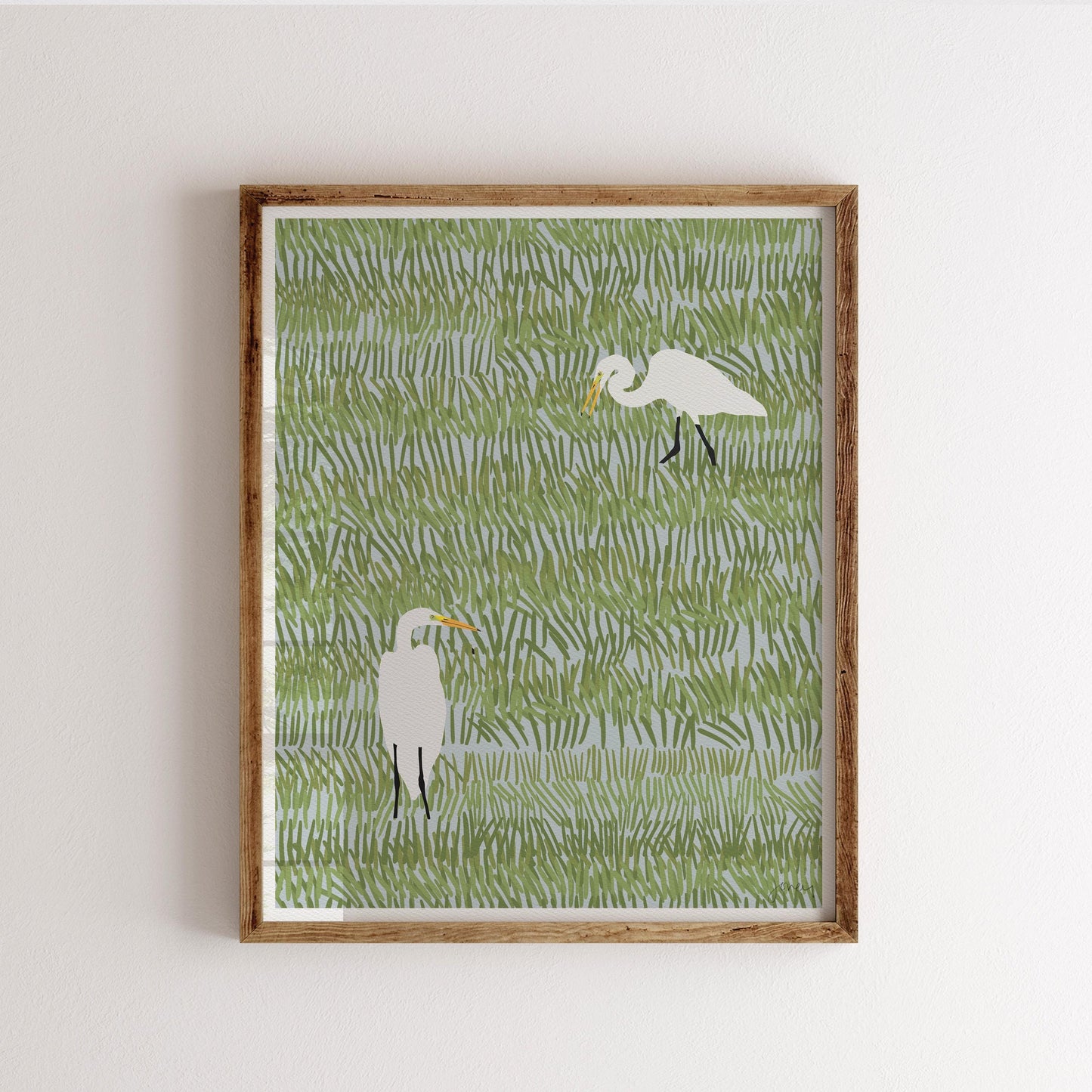 Two Egrets Art Print - Unframed or Framed - 220402