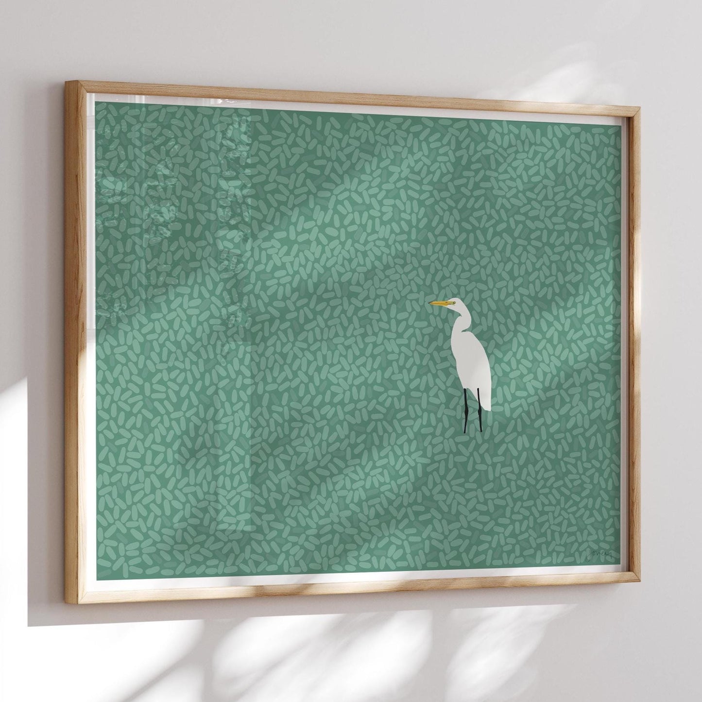 Egret in Marsh Art Print - Unframed or Framed - 250611