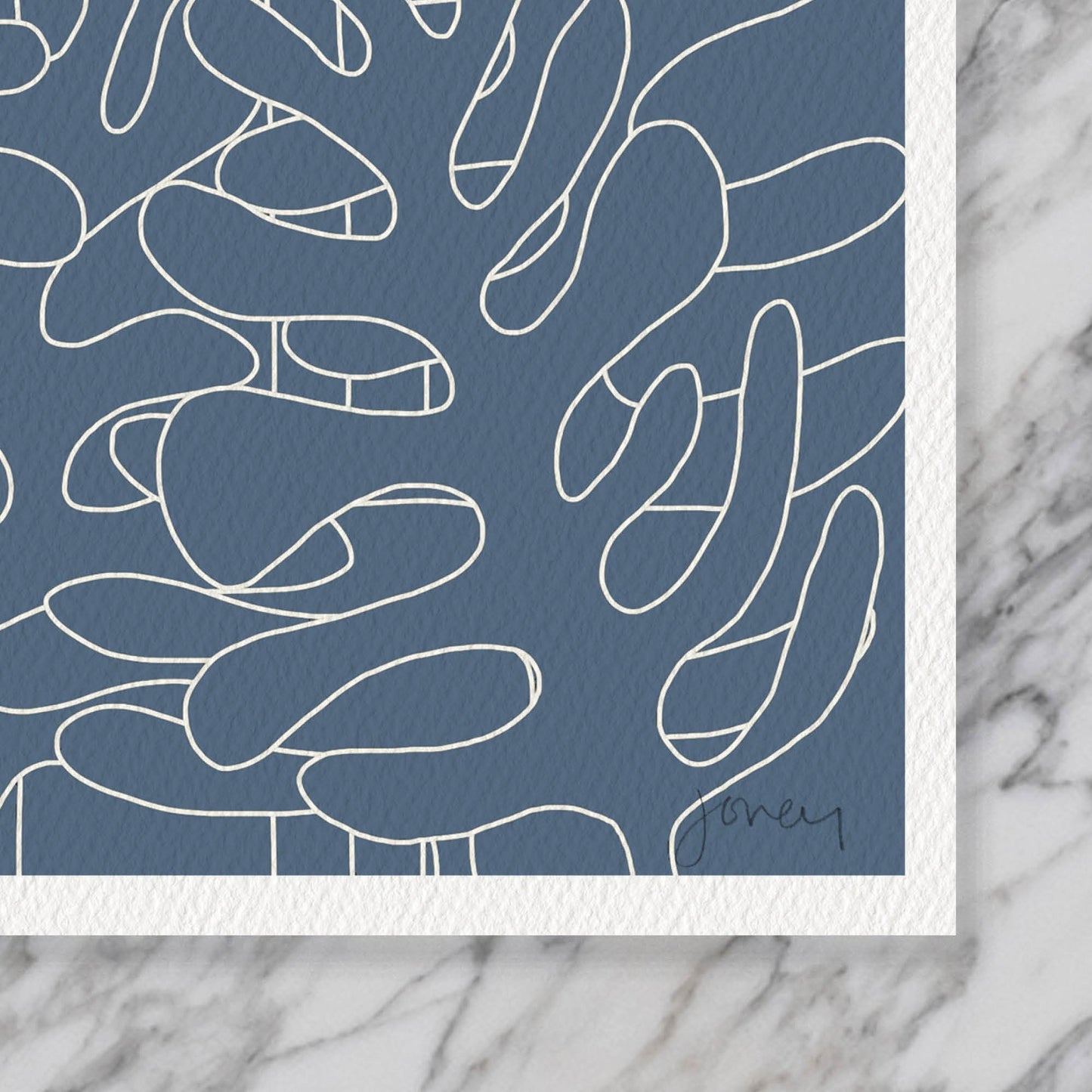 White Lined Floral Abstract Art Print - Unframed or Framed - 151102