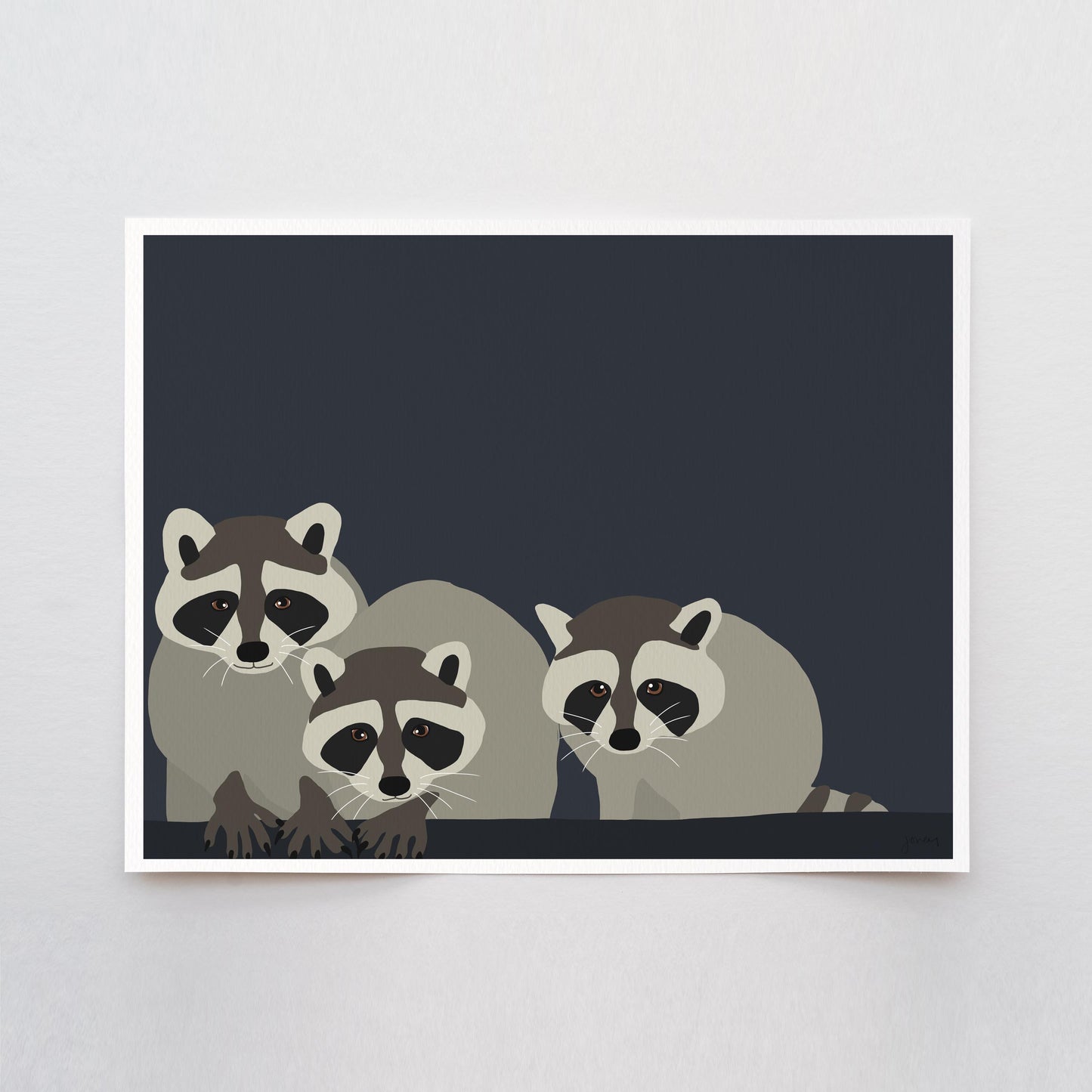 Raccoon Family Art Print - Unframed or Framed - 150723