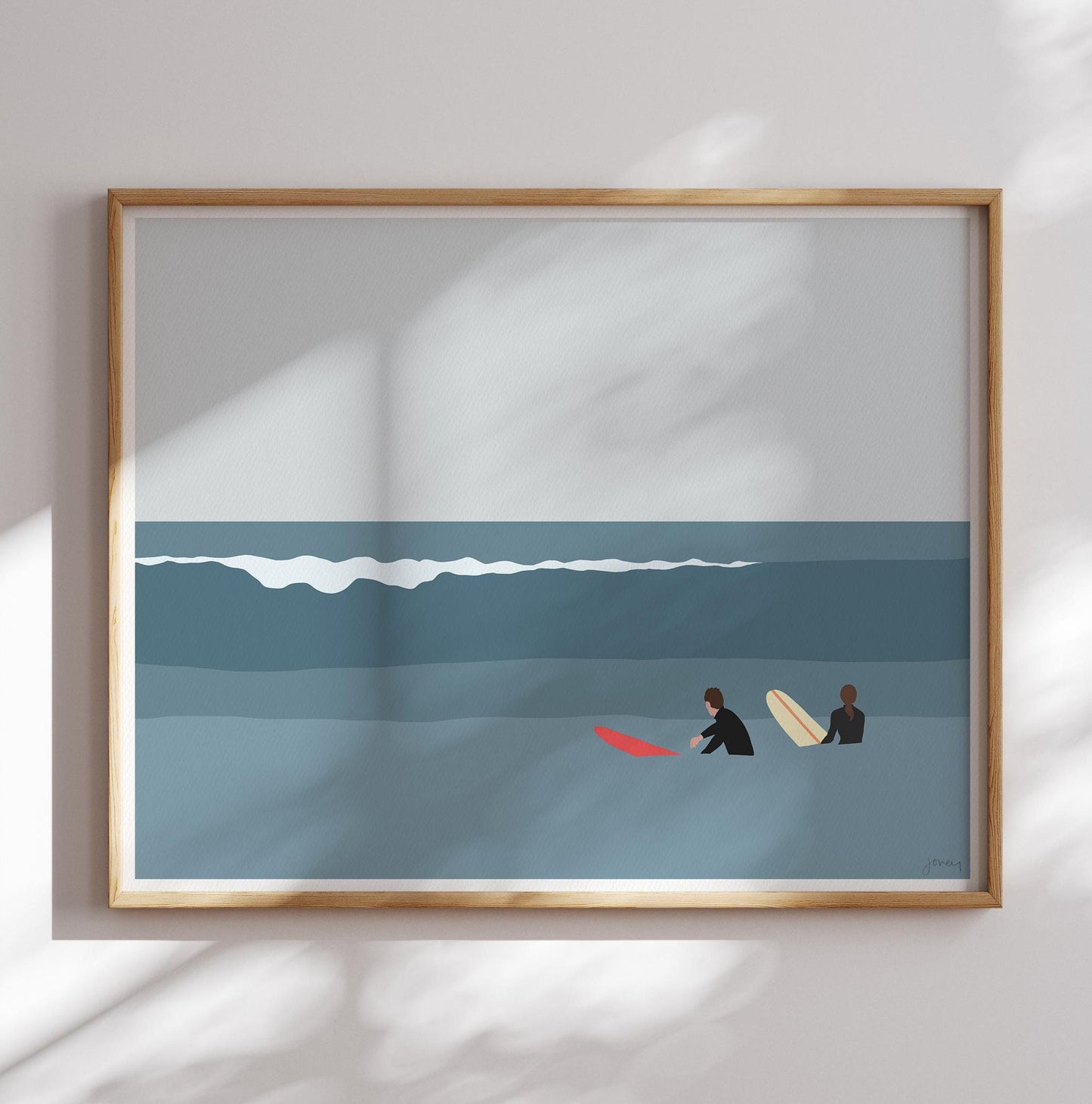 Surfers Waiting Art Print - Unframed or Framed - 250206