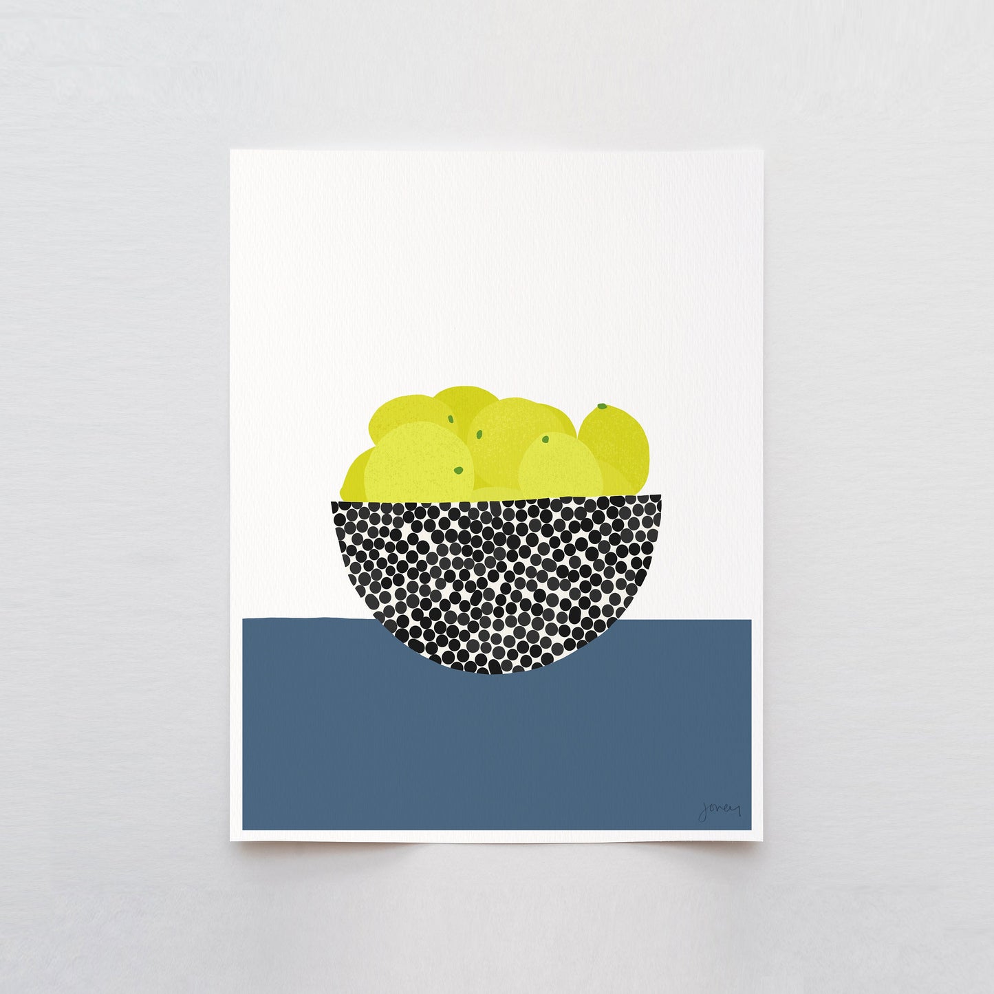 Lemons in Abstract Bowl Art Print - Unframed or Framed - 200618