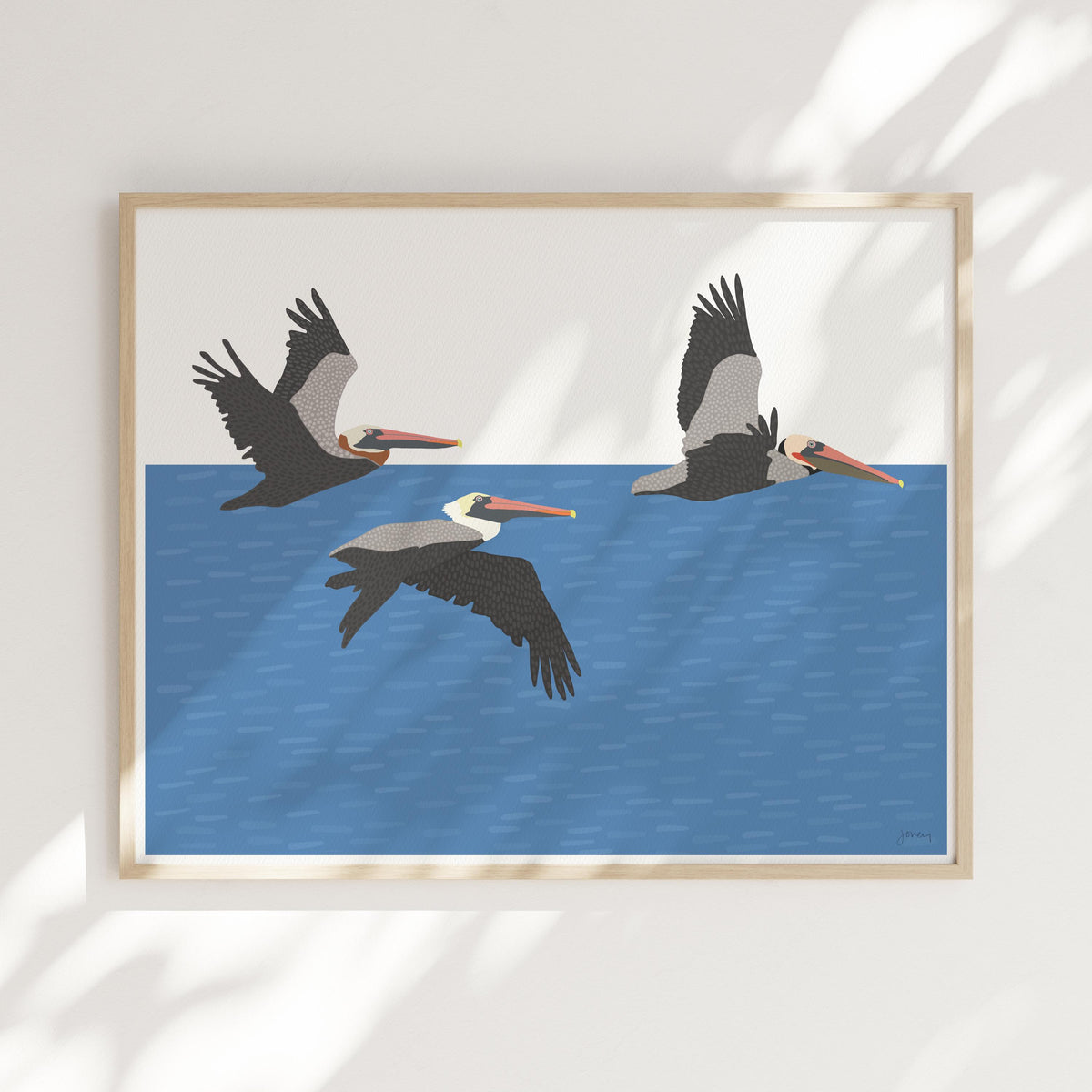Flying Pelican Wall Art, signed bird print - 260920