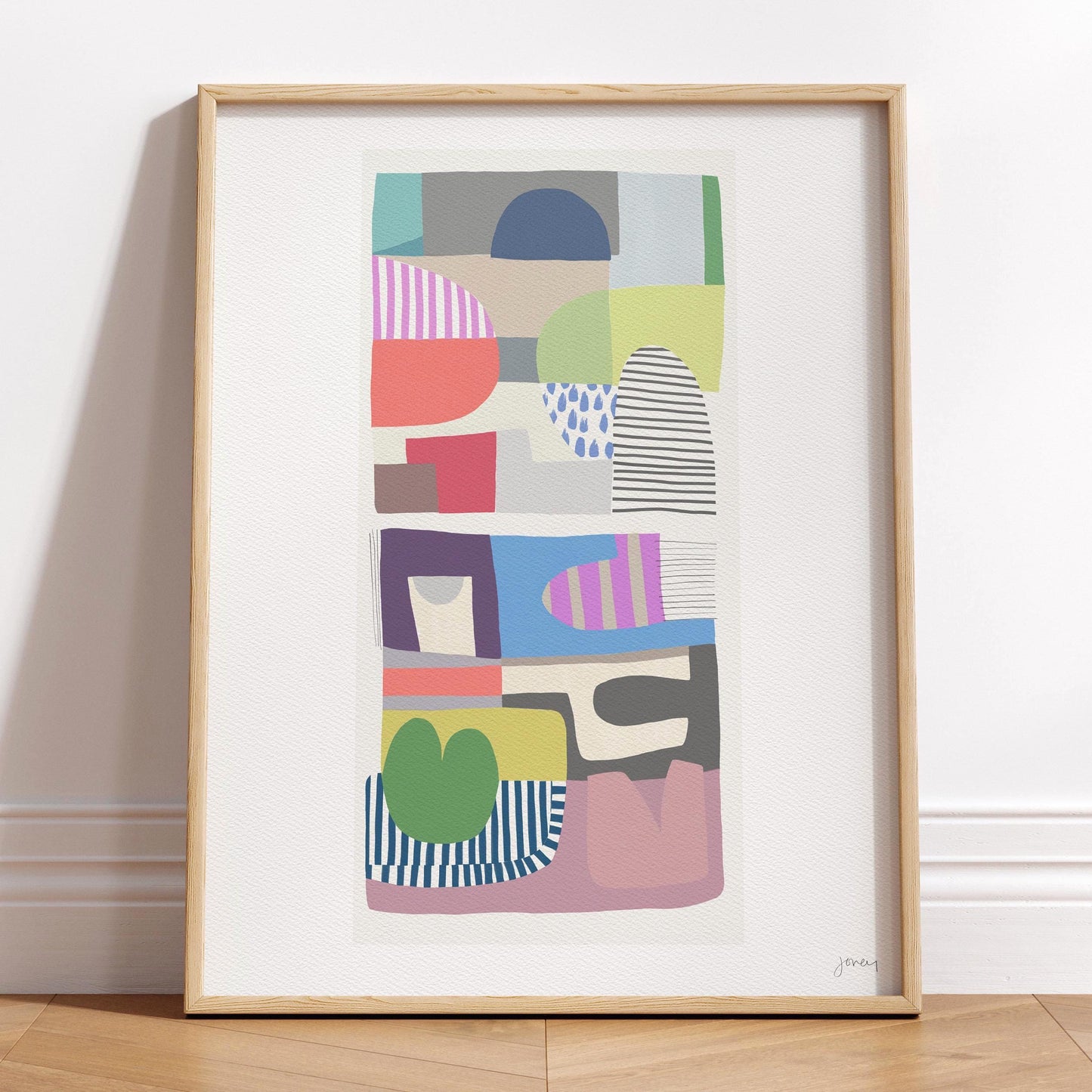 Colorful Shapes Abstract Art Print - Unframed or Framed - 180613