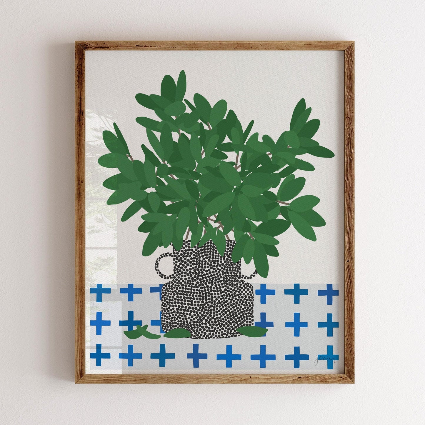 Bay Laurel in Dotted Vase Art Print - Unframed or Framed - 200422