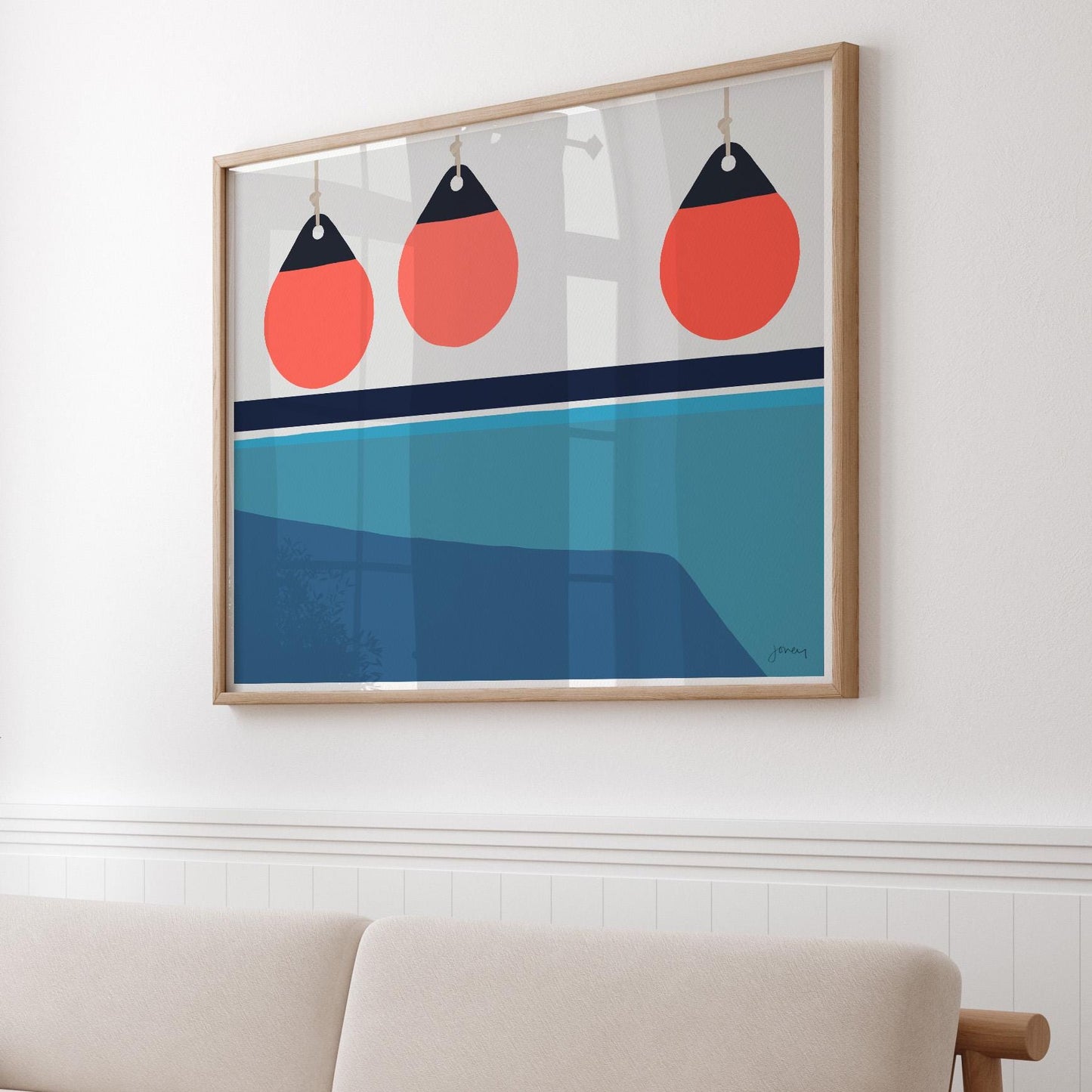 Sailboat with Buoys Art Print - Signed by Jorey Hurley - 260607