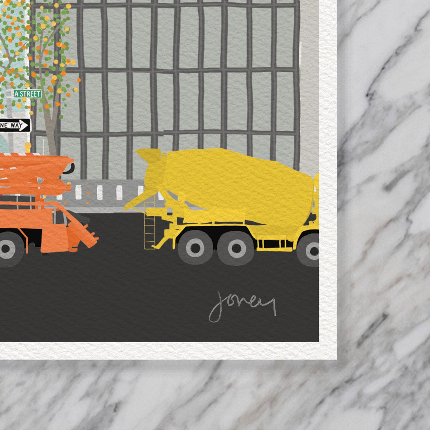 Skyscraper Construction Art Print - Signed Jorey Hurley Illustration - 171024