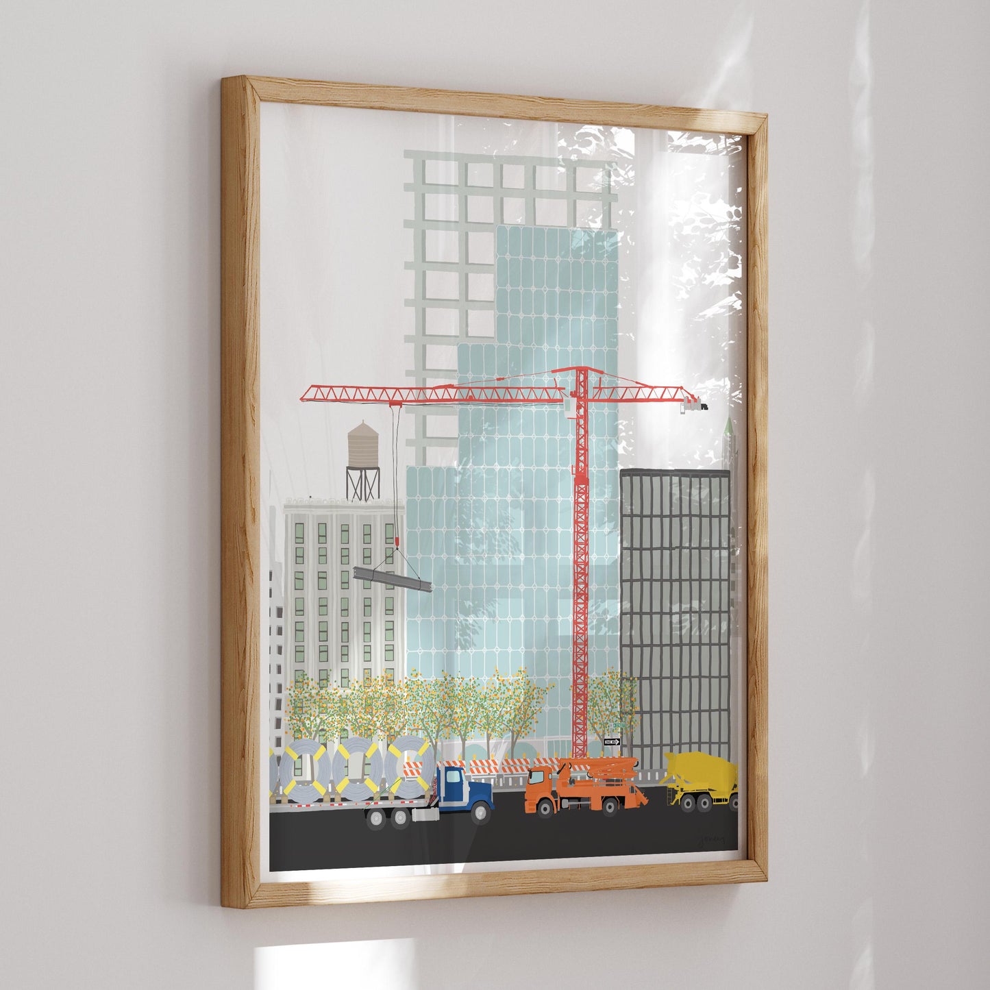 Skyscraper Construction Art Print - Signed Jorey Hurley Illustration - 171024