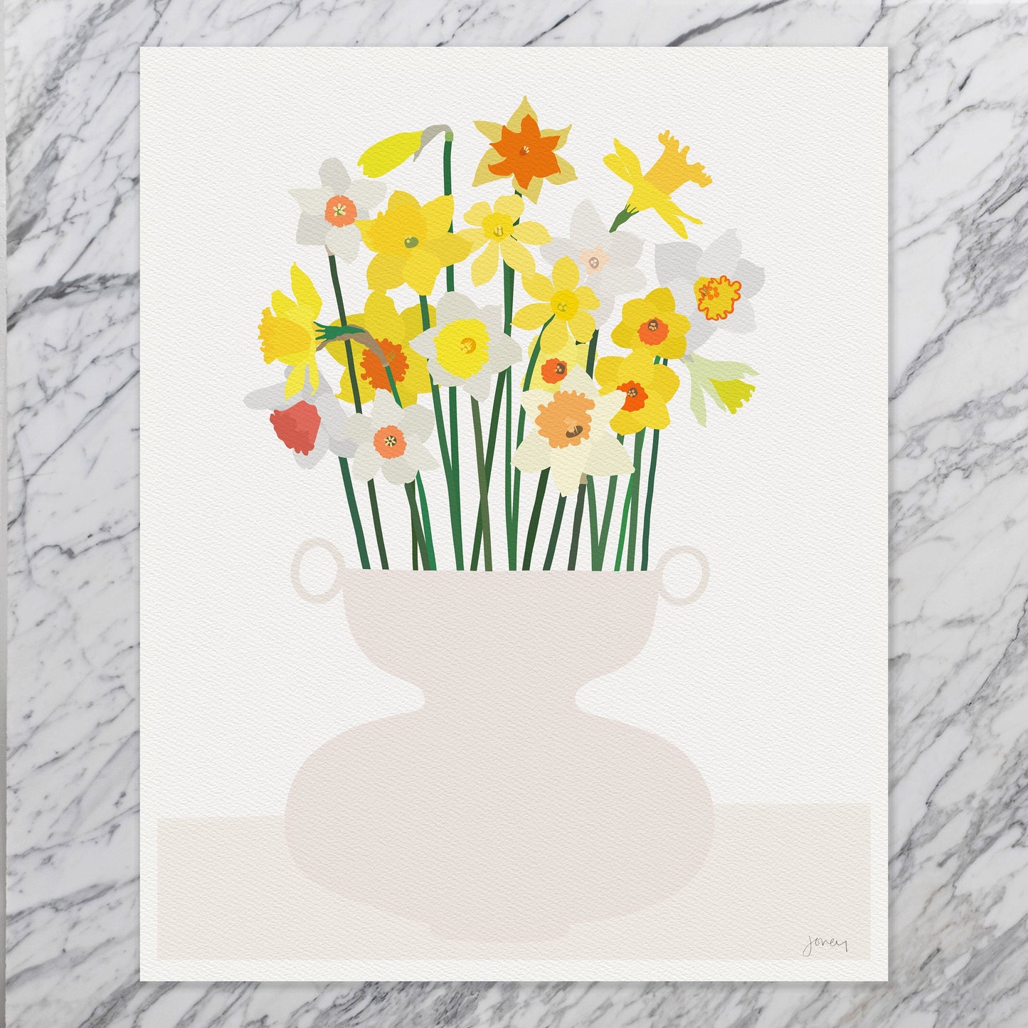 Abstract Vase of Daffodils Art Print - Unframed or Framed - 200816