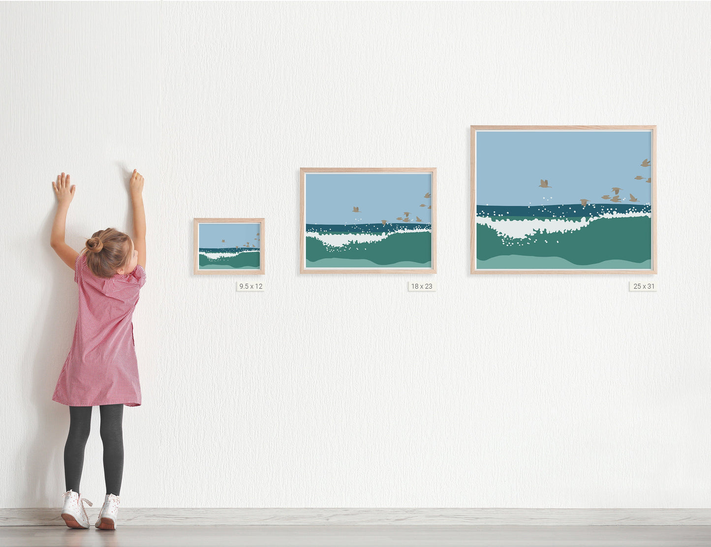 Birds over Ocean Waves Art Print - Unframed or Framed - 140816