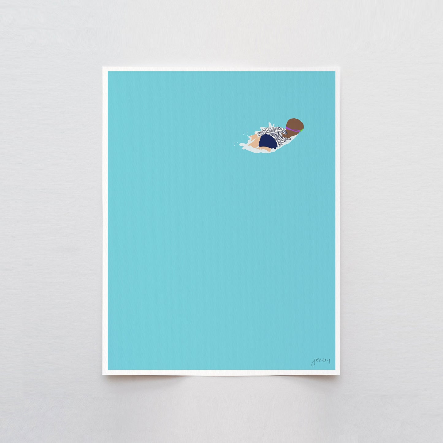 Face Down Swimming Art Print - Unframed or Framed - 150622
