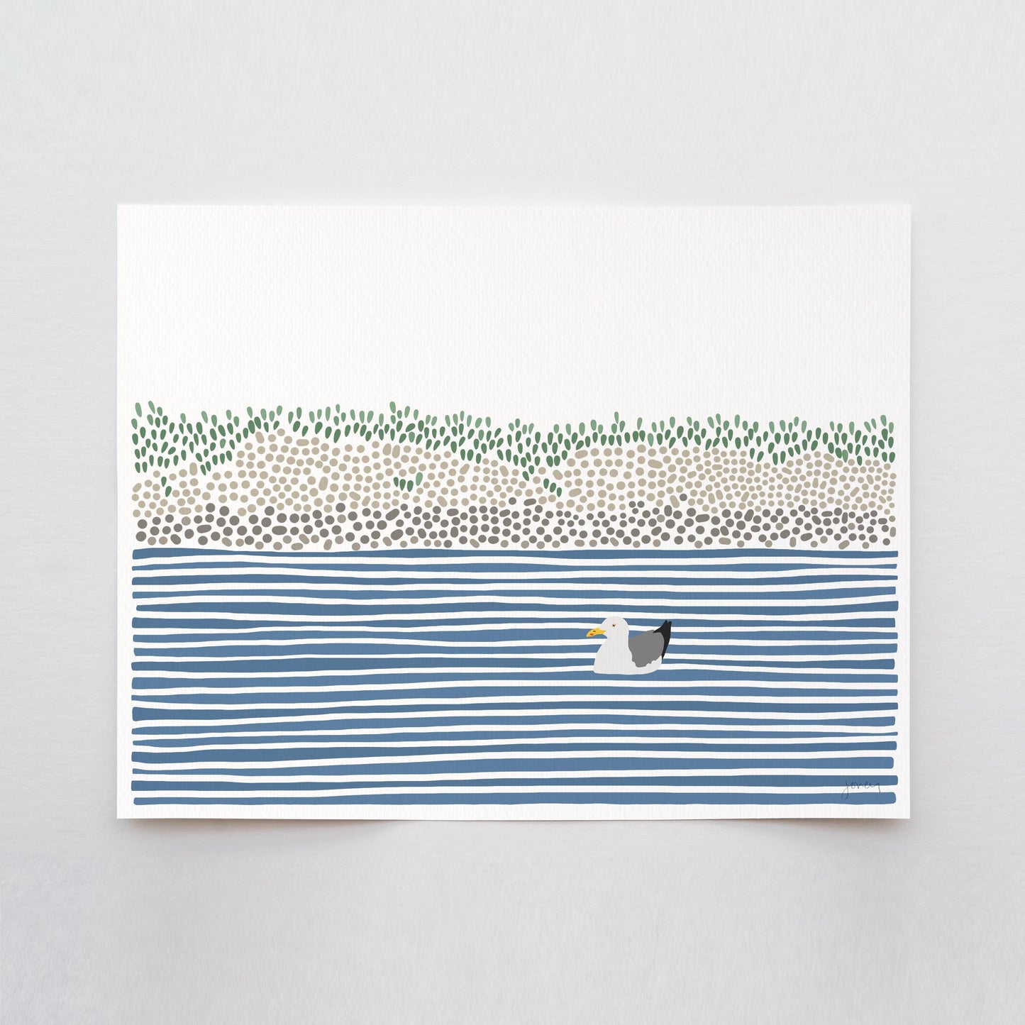 Seagull Waiting in Wetlands Art Print - Unframed or Framed - 240825