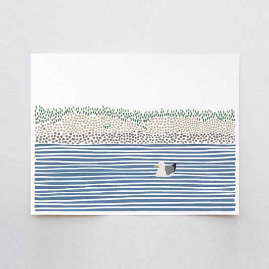 Seagull Waiting in Wetlands Art Print - Unframed or Framed - 240825