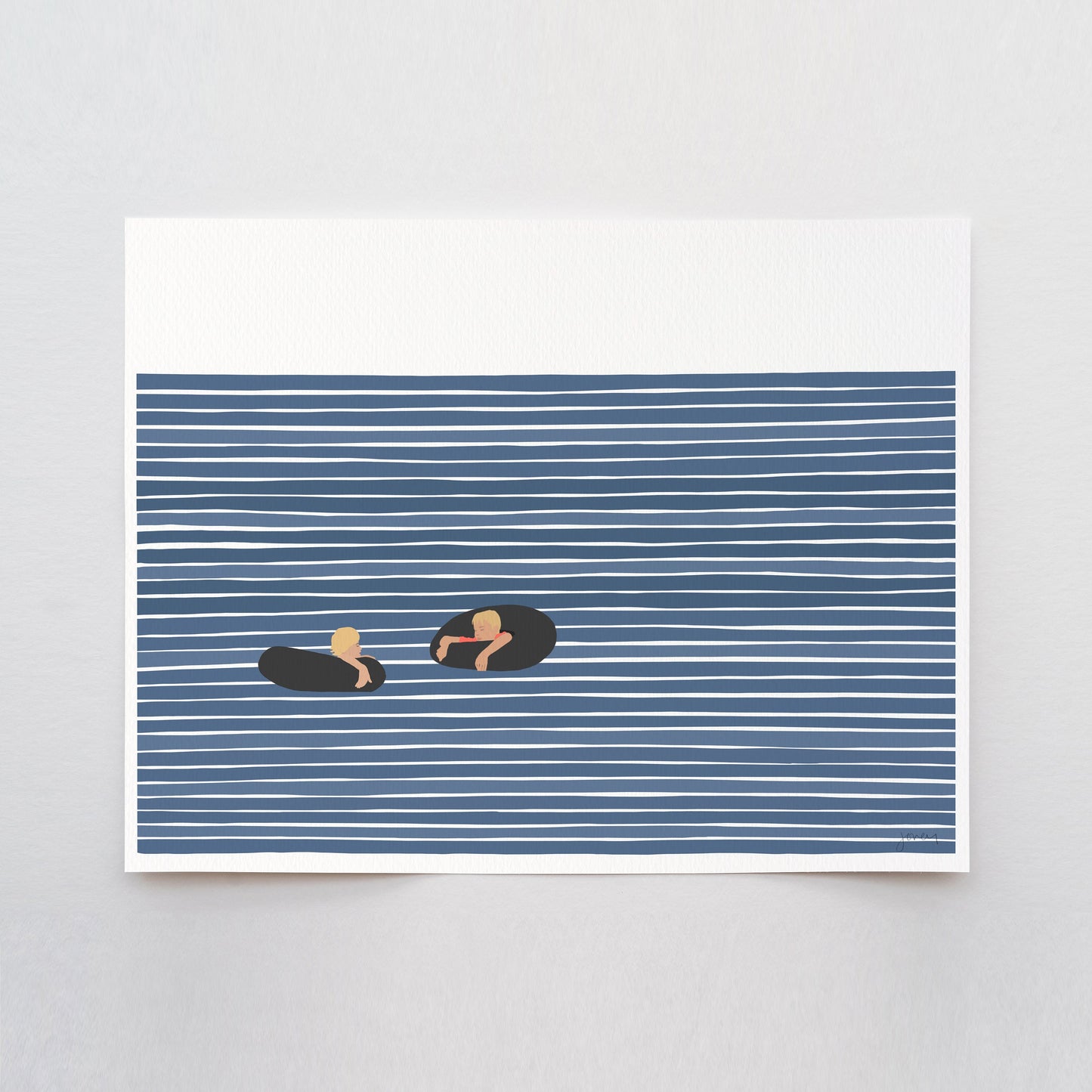 Boys in Inner Tubes Art Print - Unframed or Framed - 220917