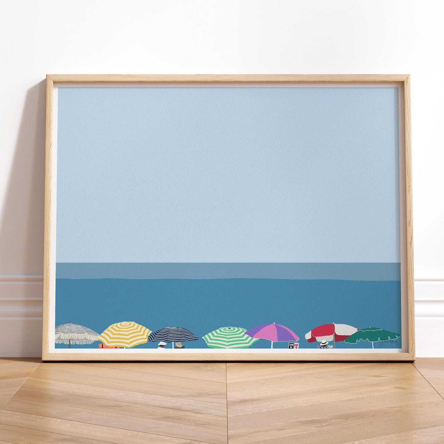 Beach Umbrellas Art Print - Unframed or Framed - 210603