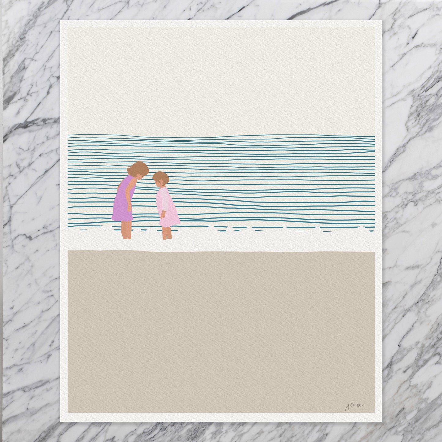 Sisters on the Beach Art Print - Unframed or Framed - 140619