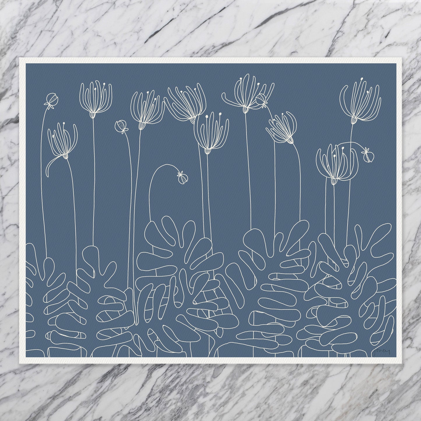 White Lined Floral Abstract Art Print - Unframed or Framed - 151102