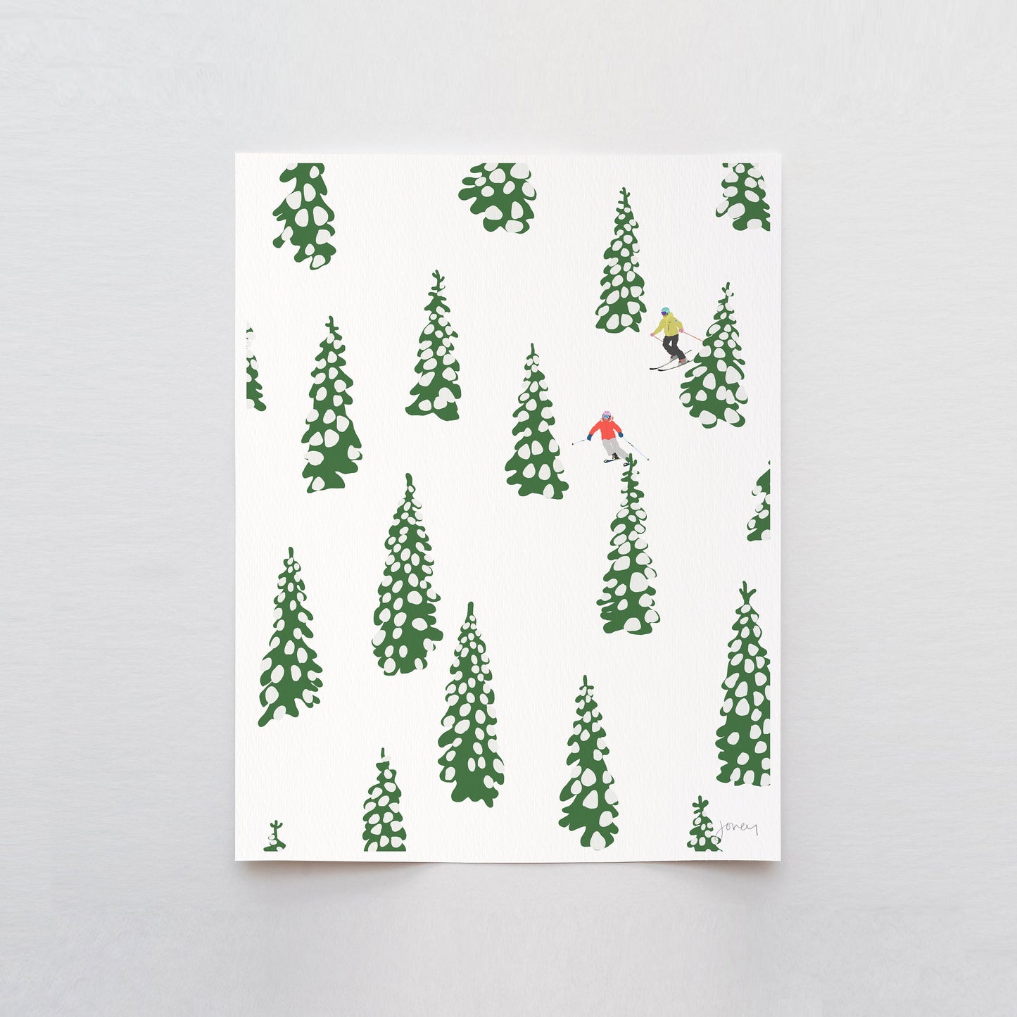 Skiing the Trees Art Print - Unframed or Framed - 230114