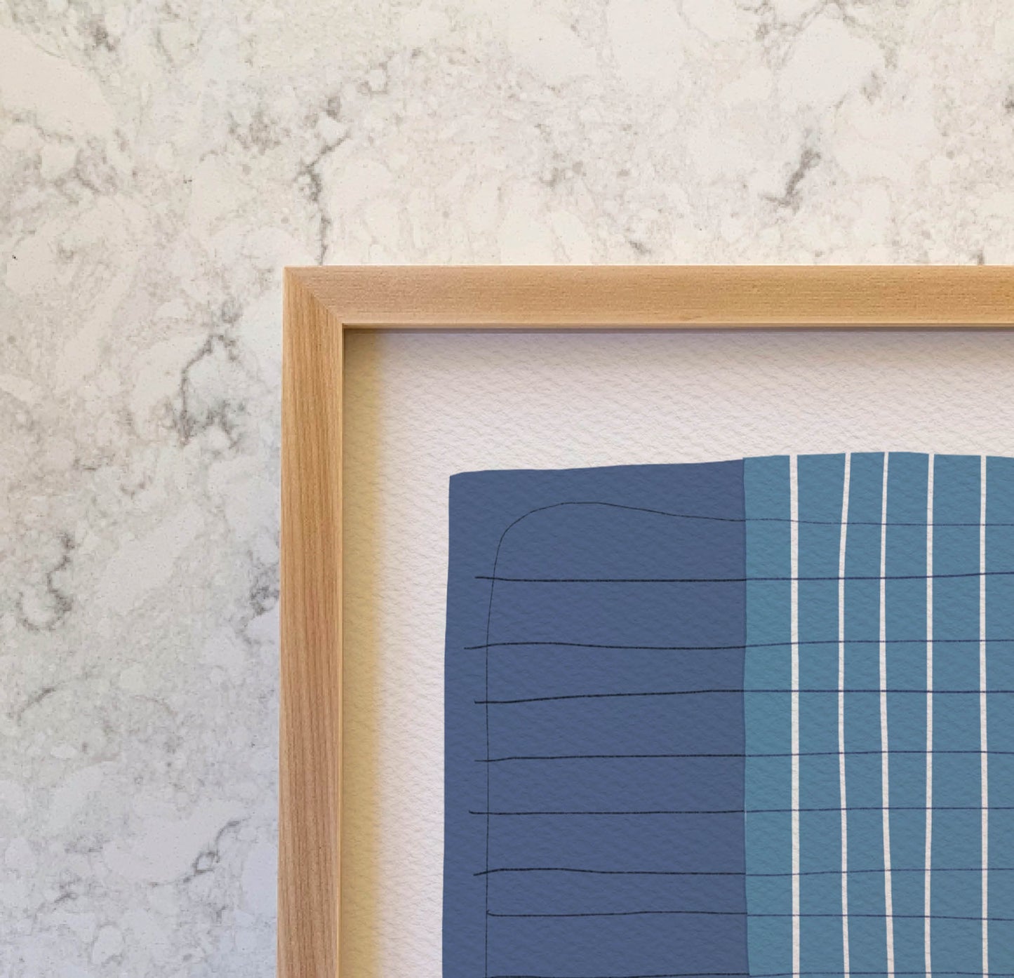 Blue Calming Abstract Art Print - Unframed or Framed - 190326