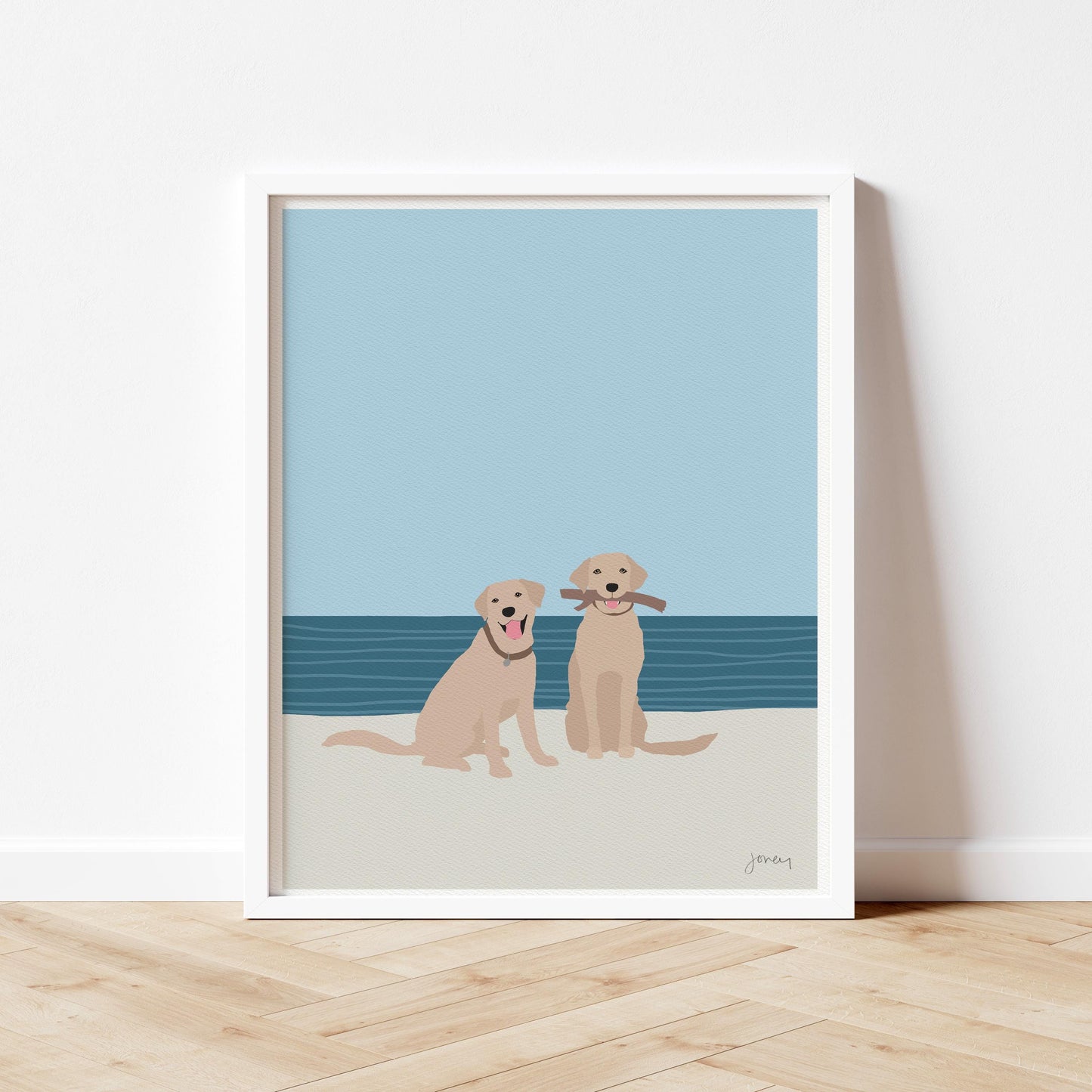 Labradors at the Beach Art Print - Unframed or Framed - 160522