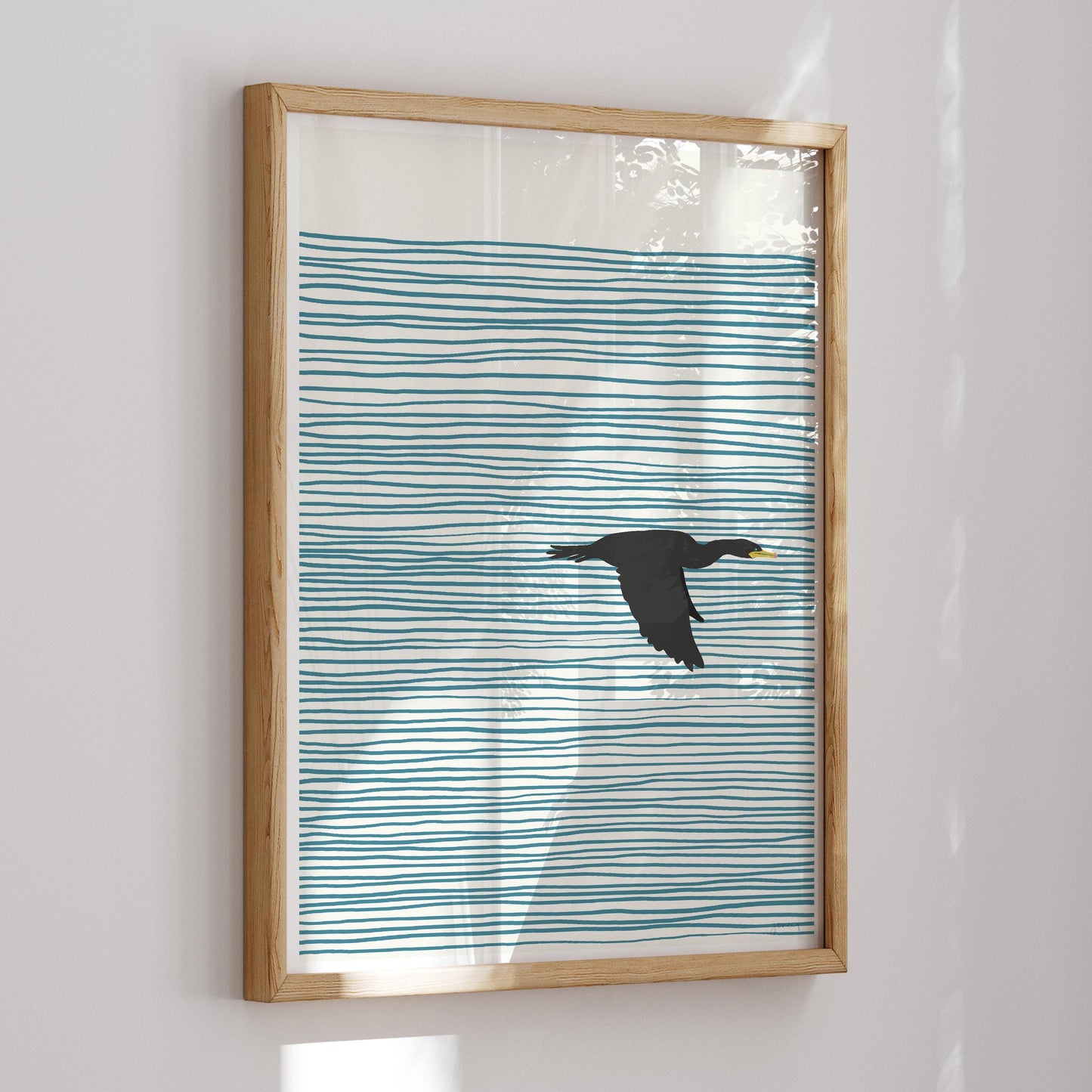 Cormorant in Flight Abstract Art Print - Unframed or Framed - 130410