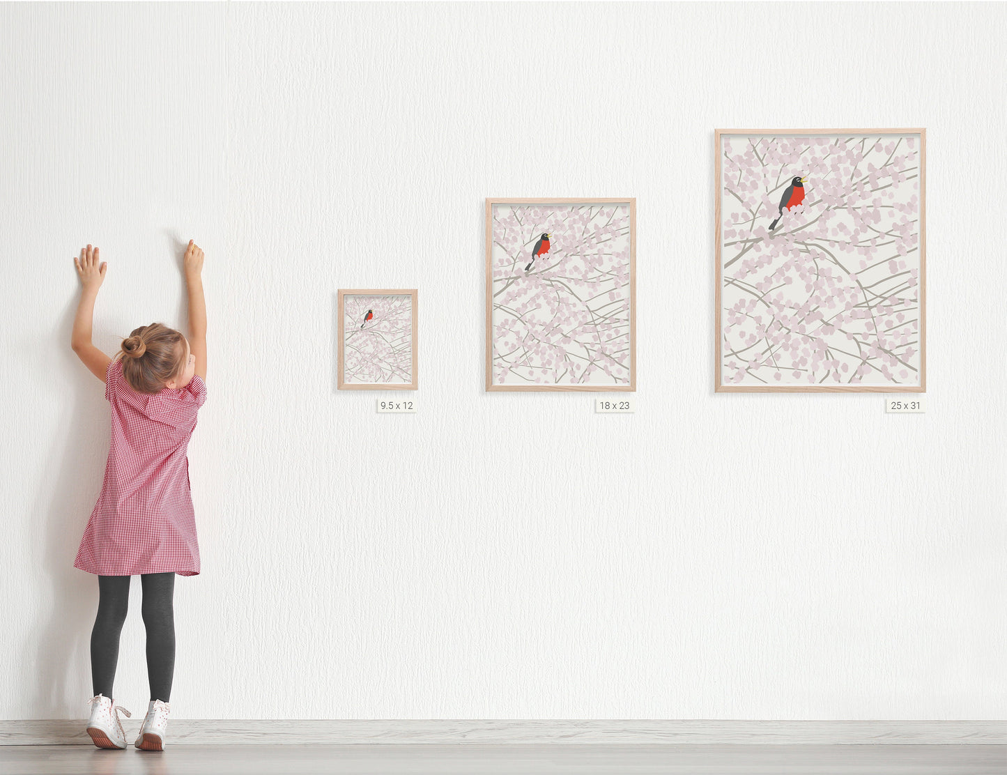 Cherry Blossom with Robin Art Print - Unframed or Framed - 140212