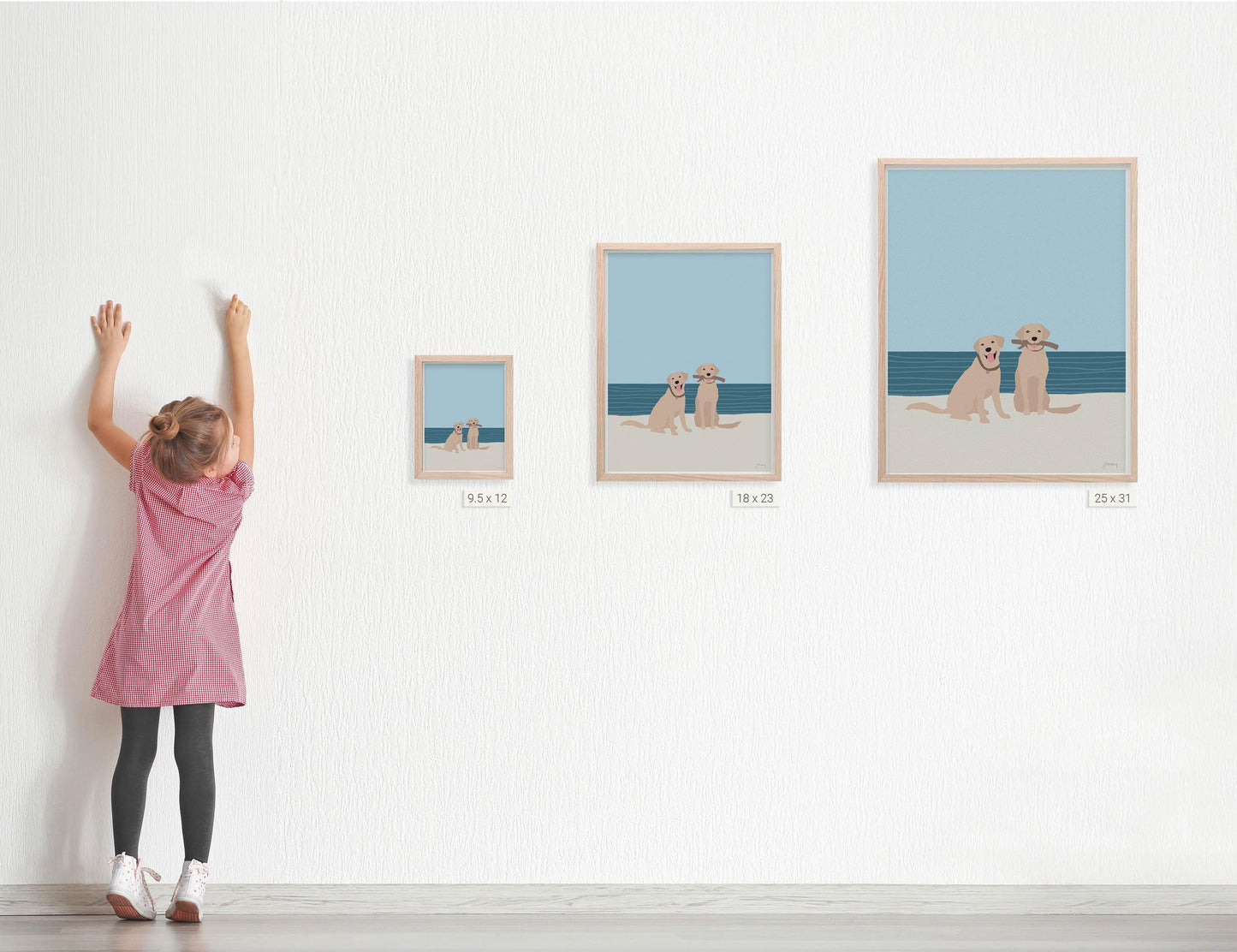 Labradors at the Beach Art Print - Unframed or Framed - 160522