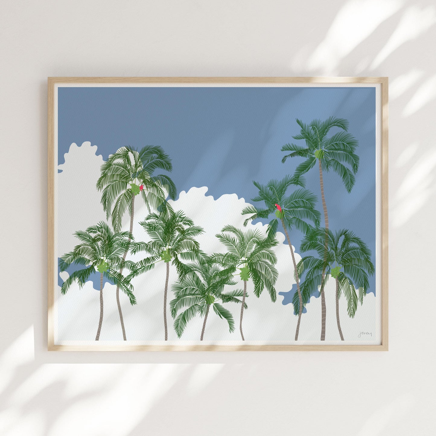 Parrots in Palms Trees Art Print - Unframed or Framed - 250202