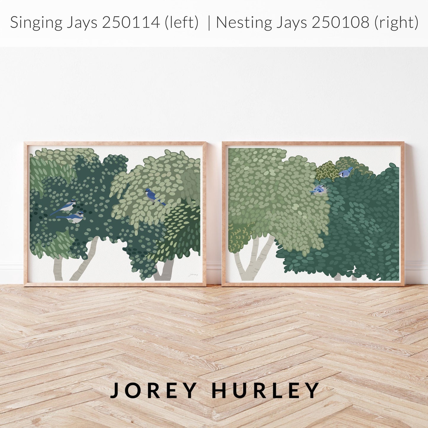 Singing Blue Jays Art Print - Unframed or Framed - 250114